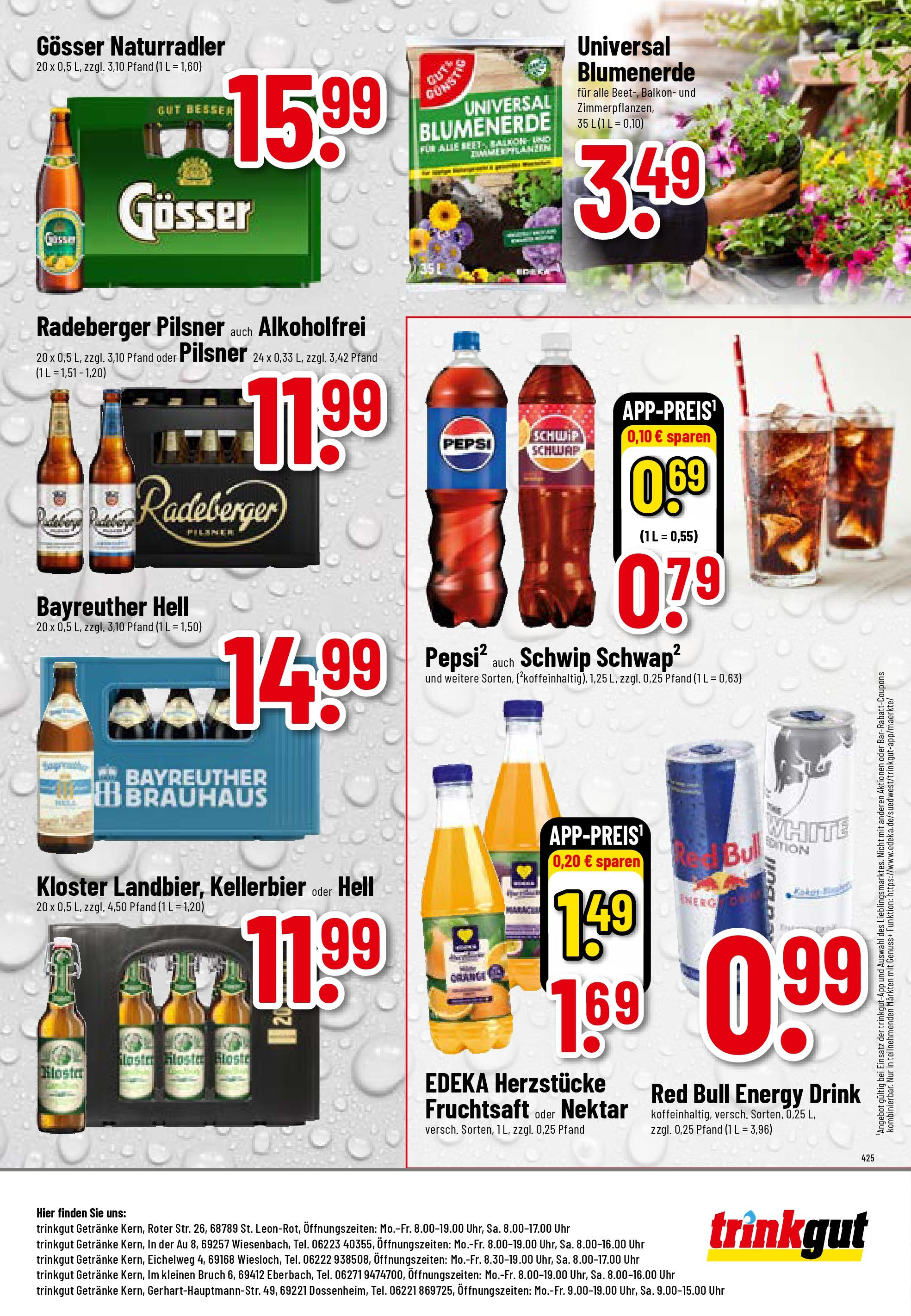 Trinkgut - trinkgut: Wochenangebote (ab 14.09.2025) » Angebote online | Seite: 8 | Produkte: Red bull, Fruchtsaft, Radeberger pilsner, Uhr