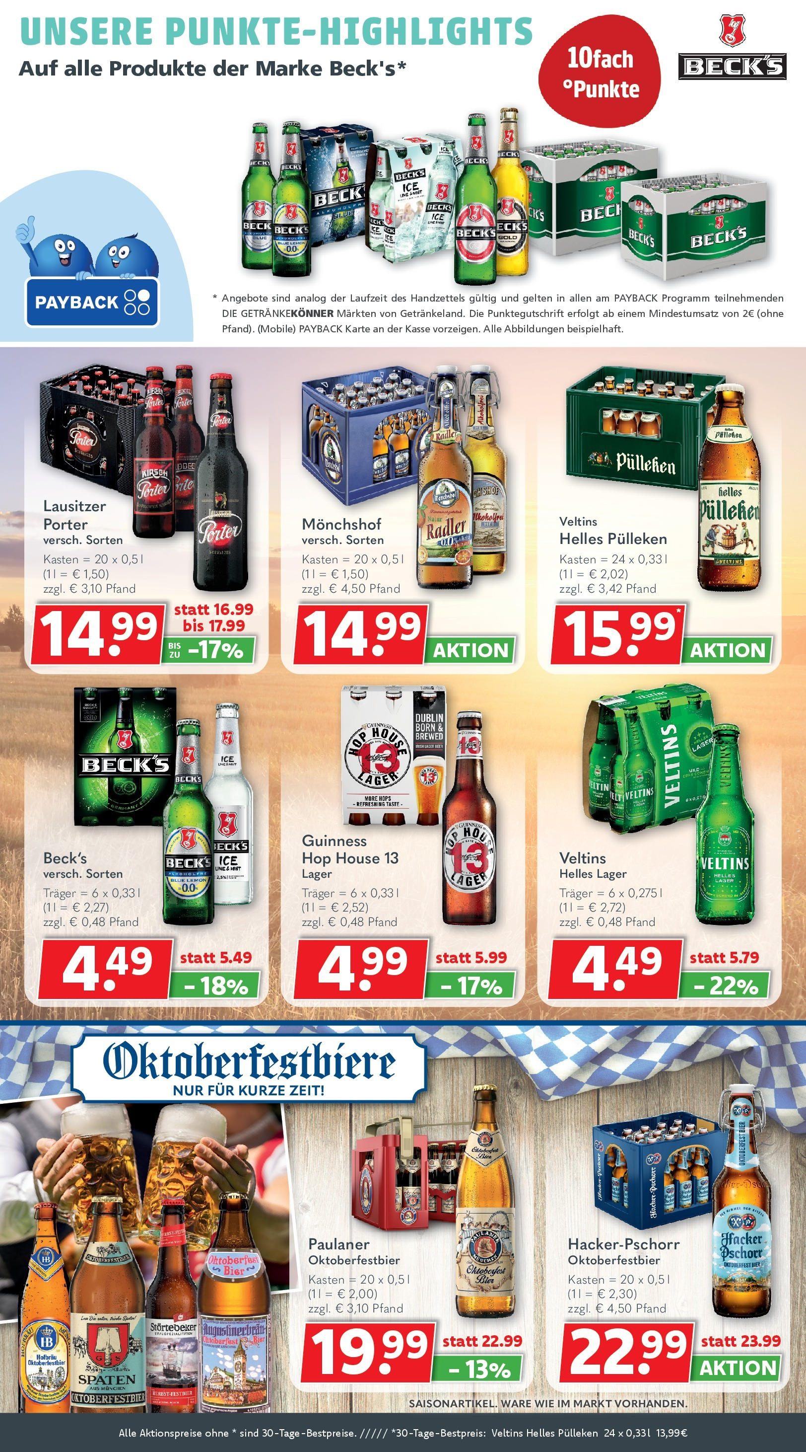 Getränkeland - Getränkeland: Getränkeangebote (ab 14.09.2025) zum Blättern | Seite: 4 | Produkte: Helles pulleken, Monchshof, Bier, Paulaner