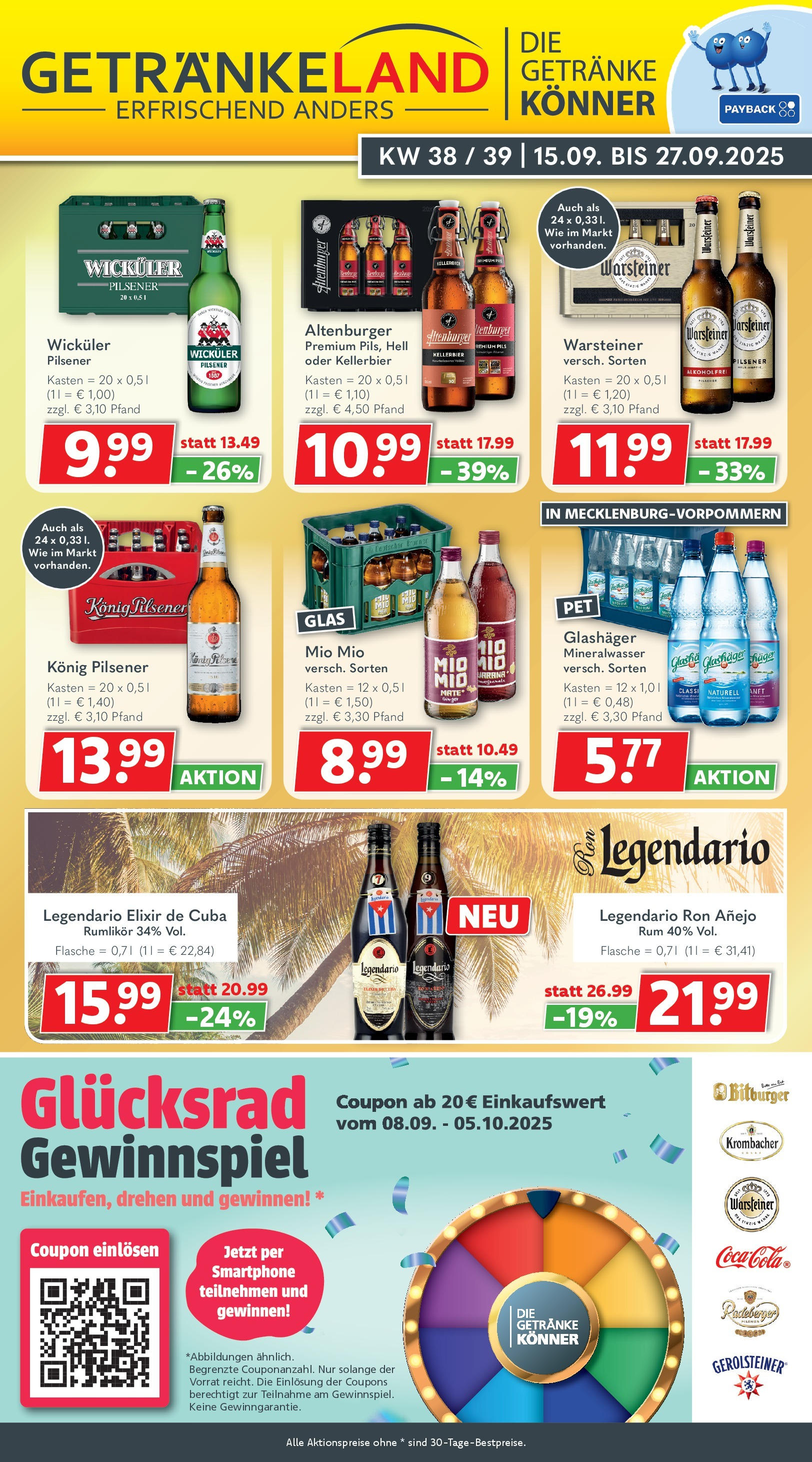 Getränkeland - Getränkeland: Getränkeangebote (ab 14.09.2025) zum Blättern | Seite: 1 | Produkte: Bitburger, Pils, Burger, Mineralwasser