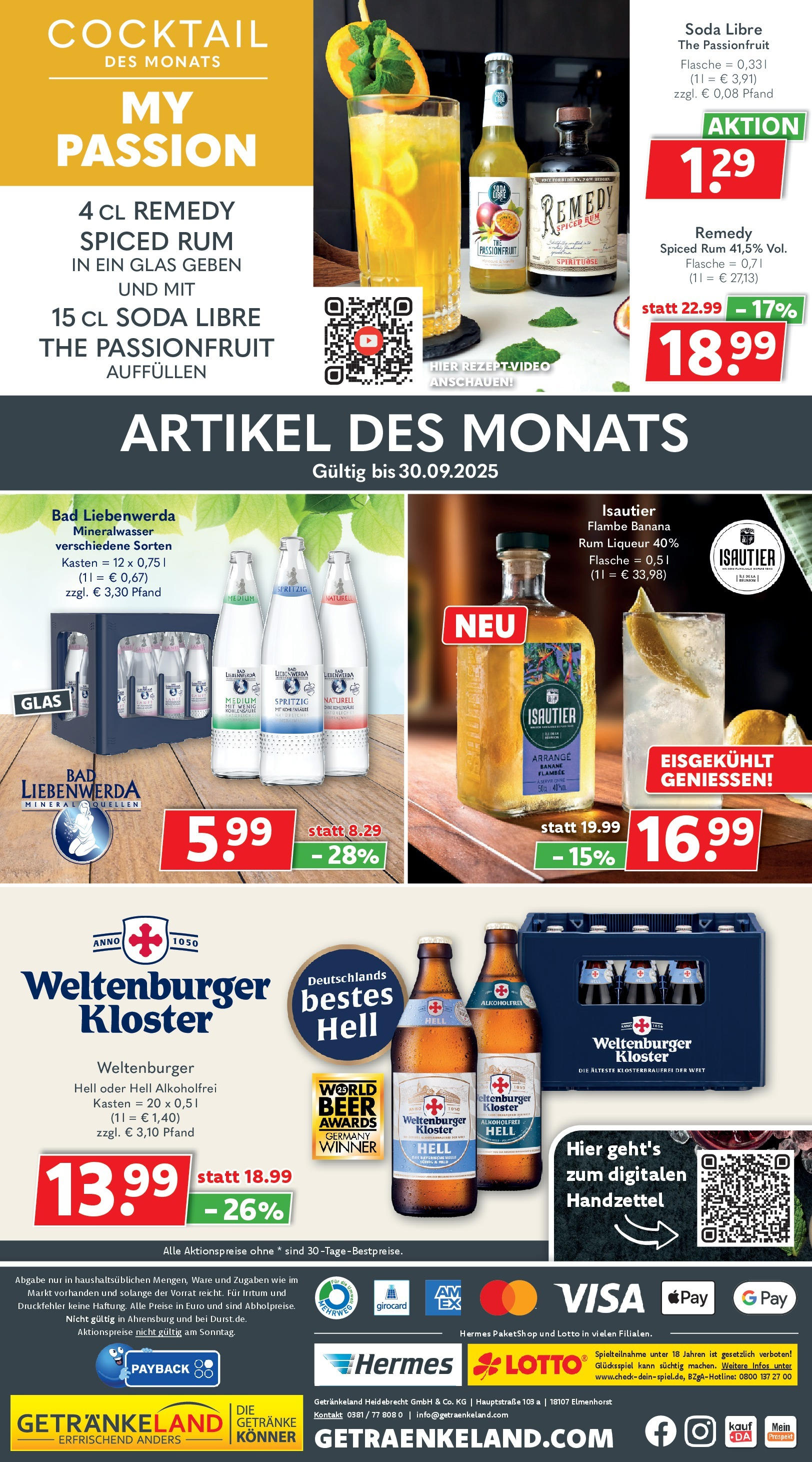 Getränkeland - Getränkeland: Getränkeangebote (ab 14.09.2025) zum Blättern | Seite: 8 | Produkte: Rum, Bad, Mineralwasser