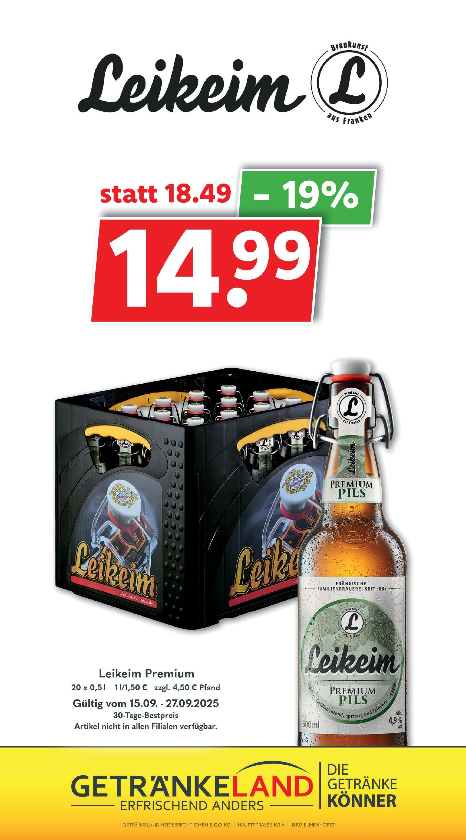 Getränkeland - Getränkeland: Getränkeangebote (ab 14.09.2025) zum Blättern | Seite: 11 | Produkte: Pils