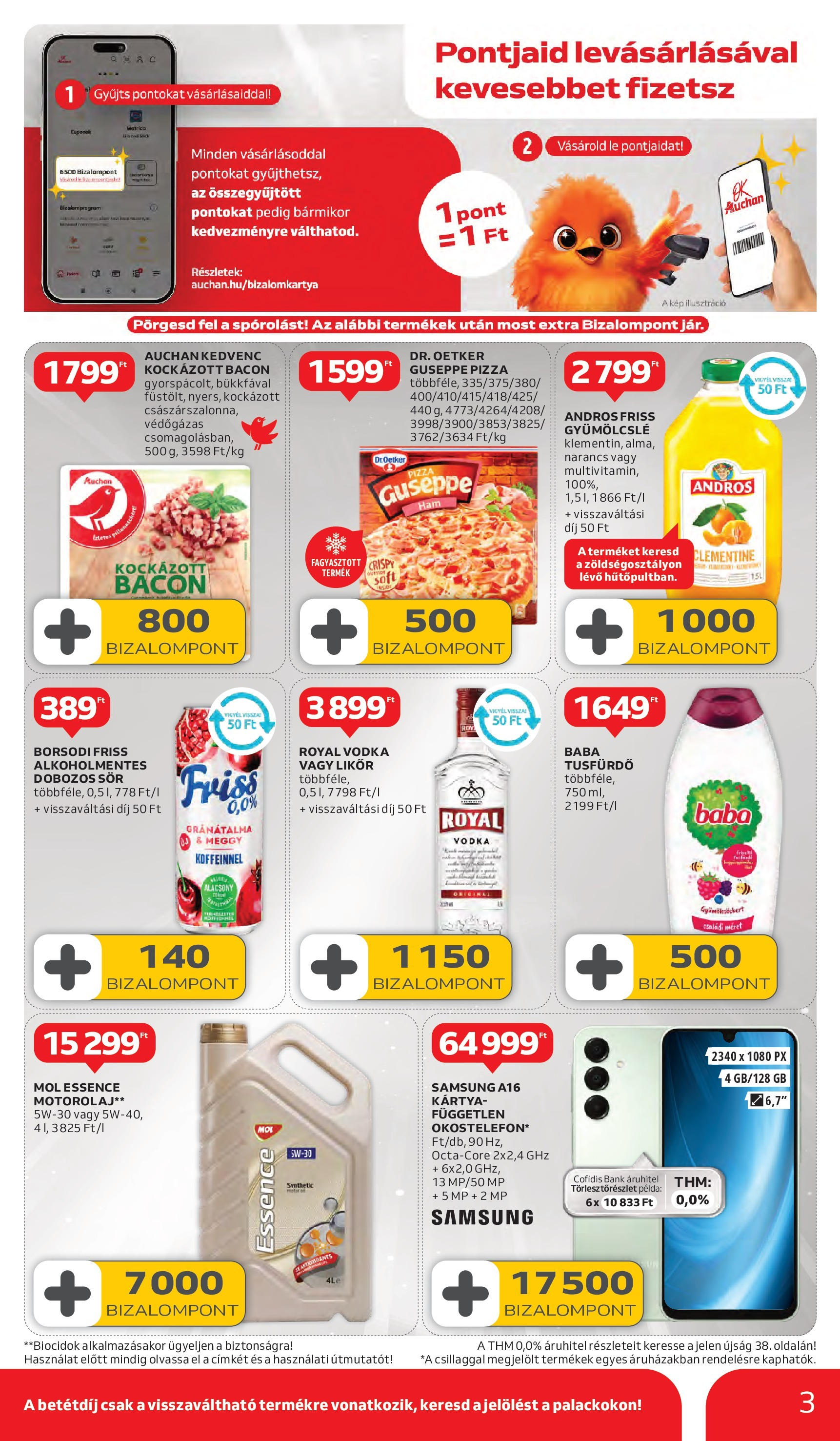 Auchan - Auchan újság érvényessége 09.17.-ig - 2025.09.10. -tól/töl > akció, lapozható szórólap 🛍️ | Oldal: 3 | Termékek: Kockázott bacon, Pizza, Dobozos sör, Likőr