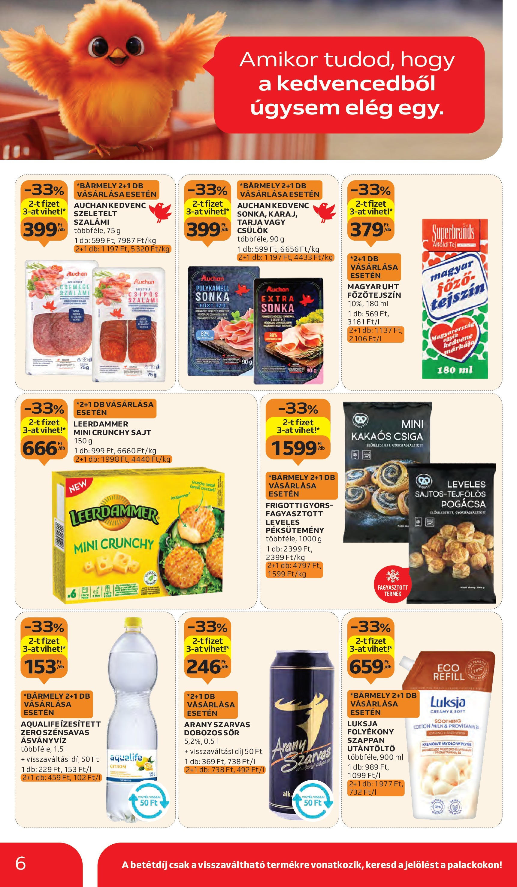 Auchan - Auchan újság érvényessége 09.17.-ig - 2025.09.10. -tól/töl > akció, lapozható szórólap 🛍️ | Oldal: 6 | Termékek: Főzőtejszín, Sajt, Szalámi, Kakaós csiga