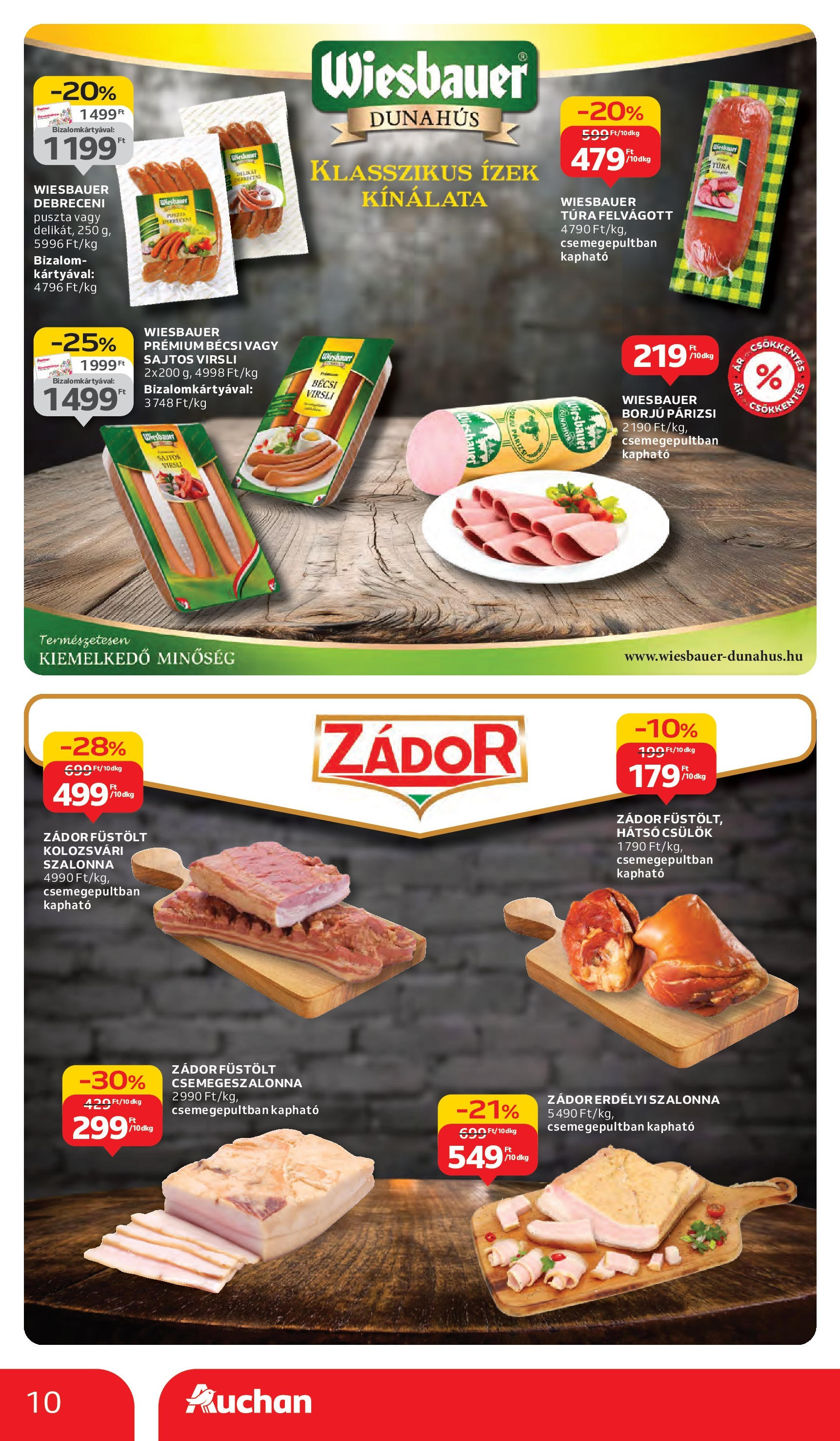 Auchan - Auchan újság érvényessége 09.17.-ig - 2025.09.10. -tól/töl > akció, lapozható szórólap 🛍️ | Oldal: 10 | Termékek: Virsli, Debreceni, Szalonna, Felvágott