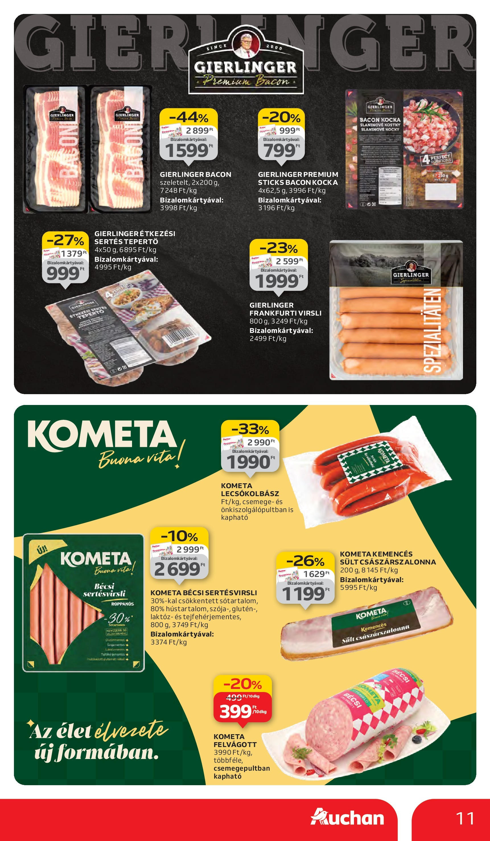 Auchan - Auchan újság érvényessége 09.17.-ig - 2025.09.10. -tól/töl > akció, lapozható szórólap 🛍️ | Oldal: 11 | Termékek: Virsli, Bacon, Császárszalonna, Felvágott