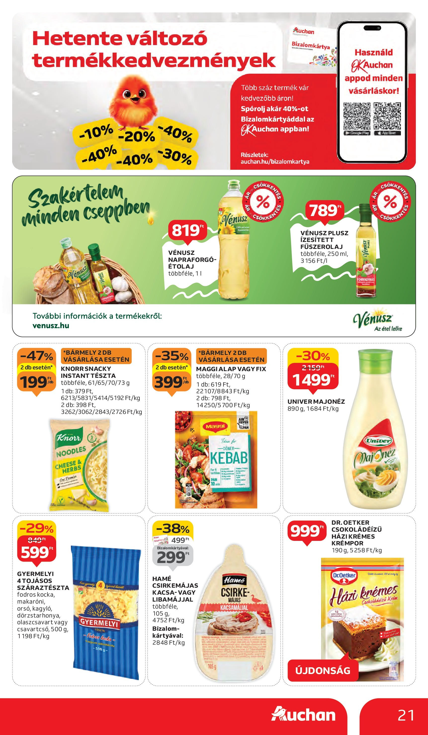 Auchan - Auchan újság érvényessége 09.17.-ig - 2025.09.10. -tól/töl > akció, lapozható szórólap 🛍️ | Oldal: 21 | Termékek: Maggi, Tészta, Kacsa, Majonéz