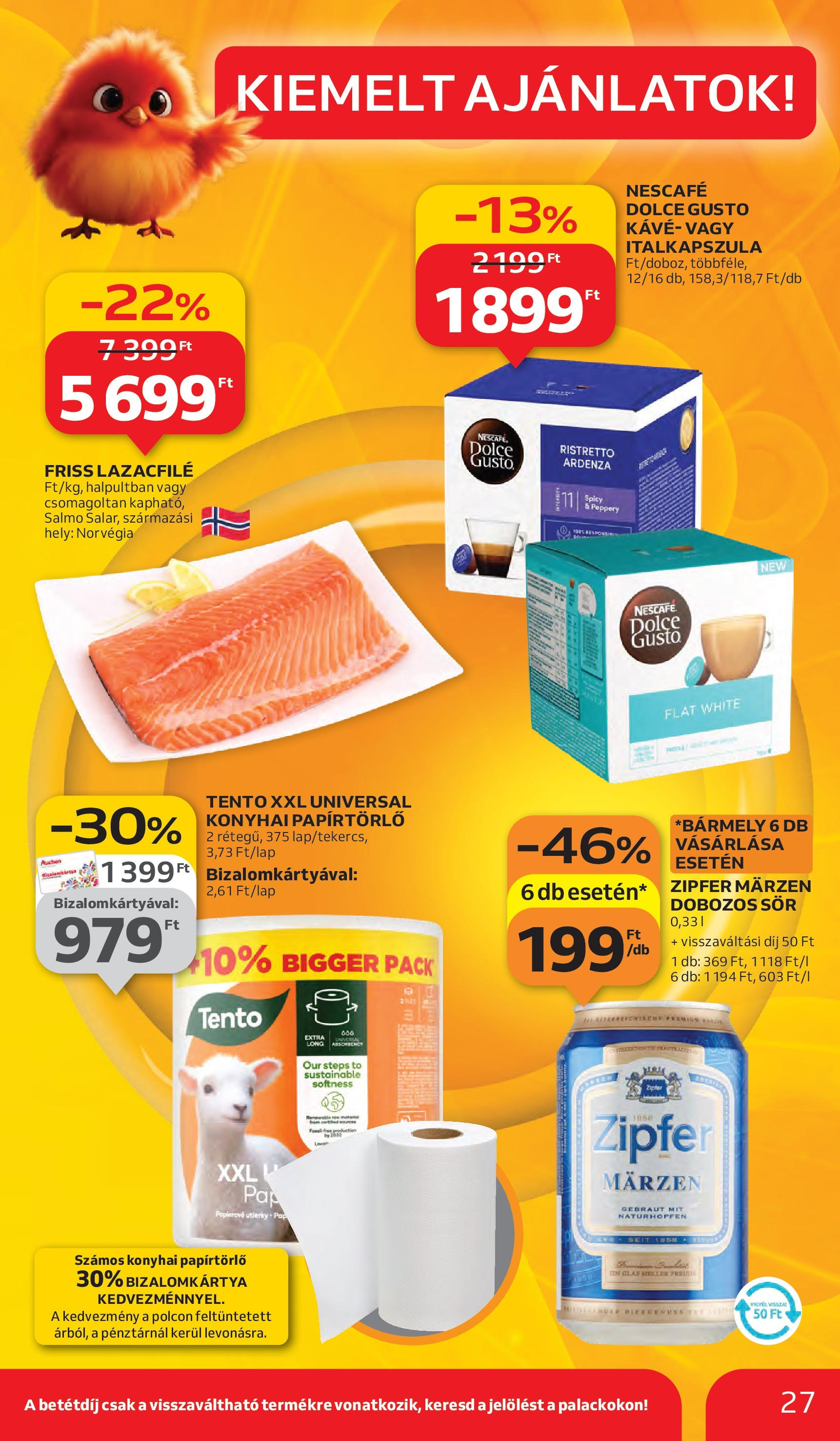 Auchan - Auchan újság érvényessége 09.17.-ig - 2025.09.10. -tól/töl > akció, lapozható szórólap 🛍️ | Oldal: 27 | Termékek: Nescafé, Papírtörlő, Lazacfilé, Kávé