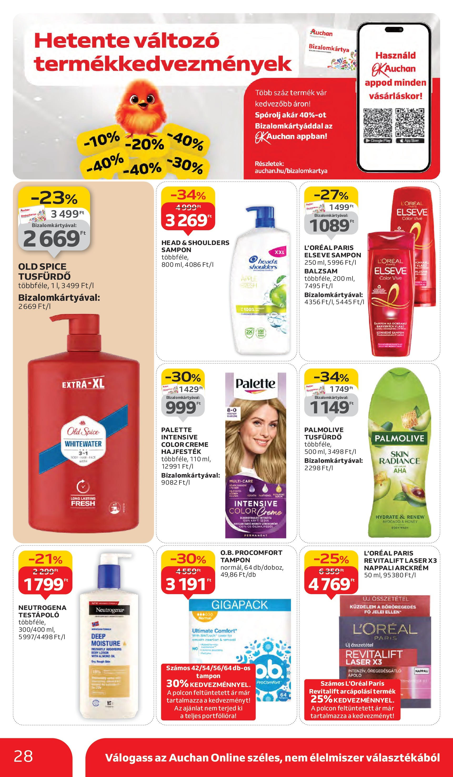 Auchan - Auchan újság érvényessége 09.17.-ig - 2025.09.10. -tól/töl > akció, lapozható szórólap 🛍️ | Oldal: 28 | Termékek: Hajfesték, Sampon, Testápoló, Tusfürdő