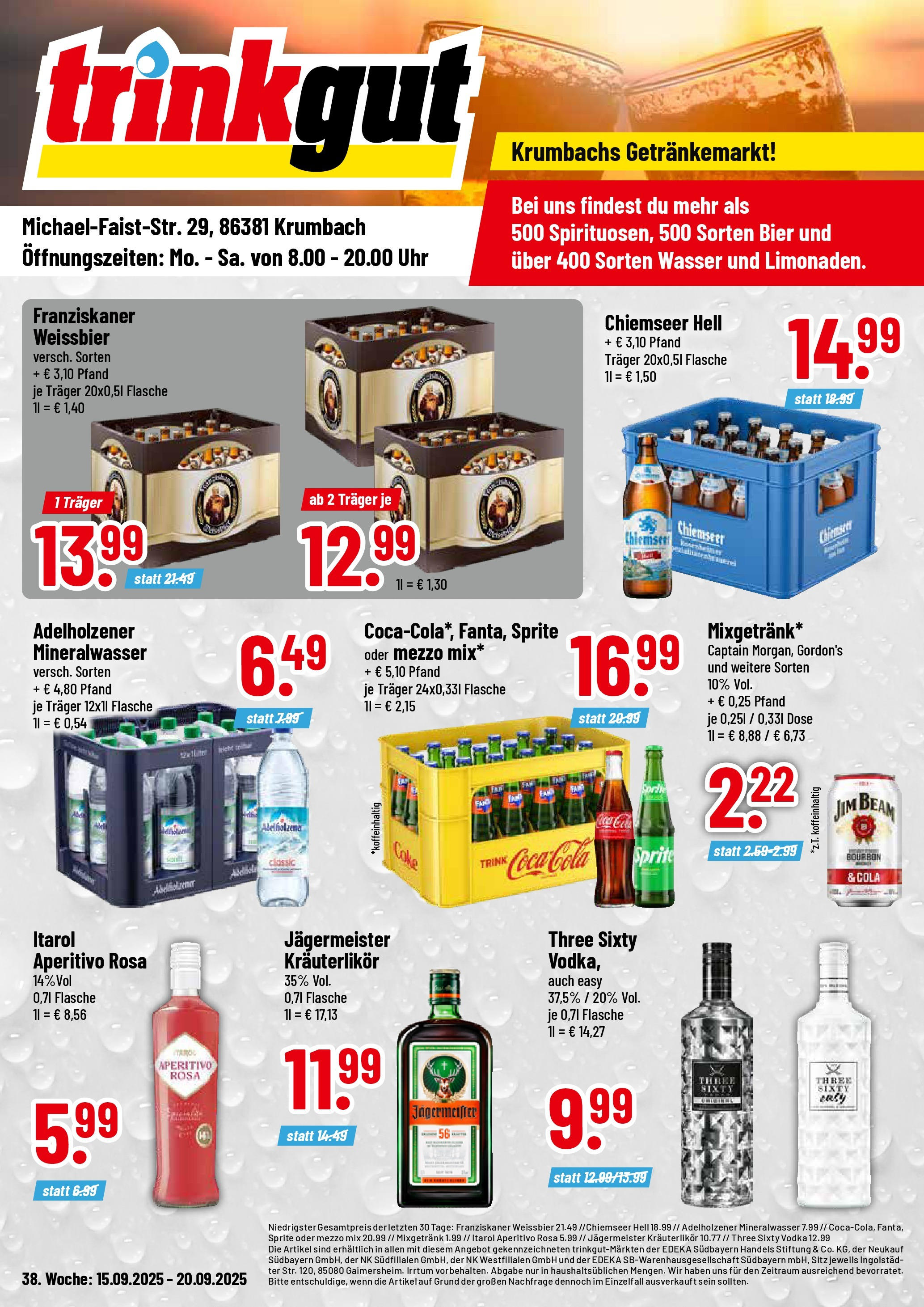 Trinkgut - trinkgut: Wochenangebote (ab 14.09.2025) » Angebote online | Seite: 1 | Produkte: Bier, Weißbier, Jägermeister, Oder mezzo mix