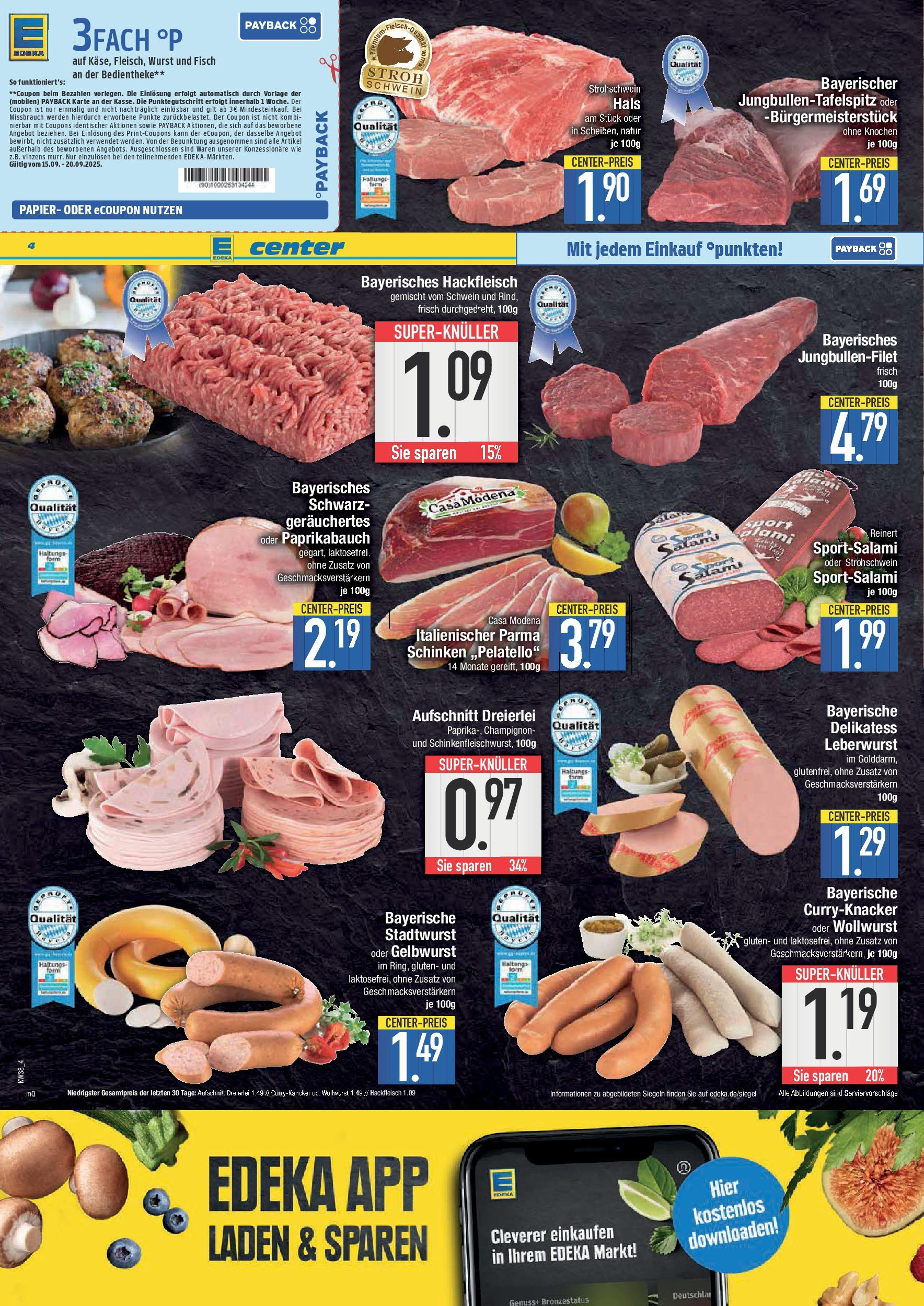 Edeka prospekt Hunderdorf	 (ab 14.09.2025) » Angebote Online | Seite: 4 | Produkte: Fisch, Wurst, Schinken, Hackfleisch