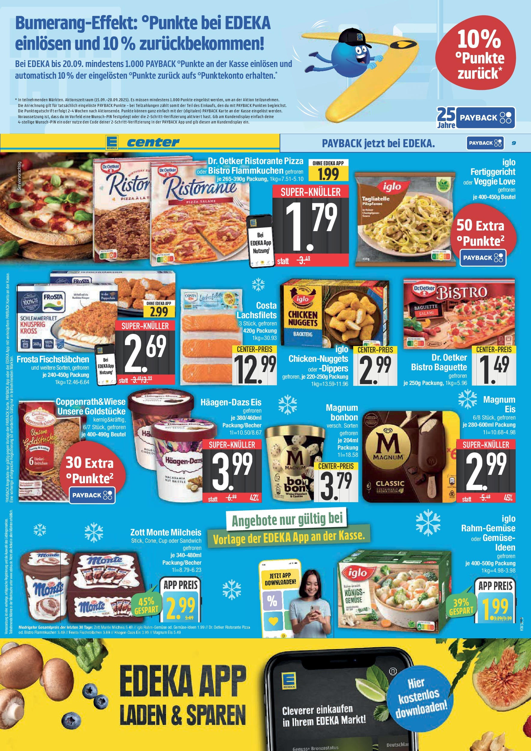 Edeka prospekt Hunderdorf	 (ab 14.09.2025) » Angebote Online | Seite: 9 | Produkte: Ristorante, Frosta, Gemüse, Eis