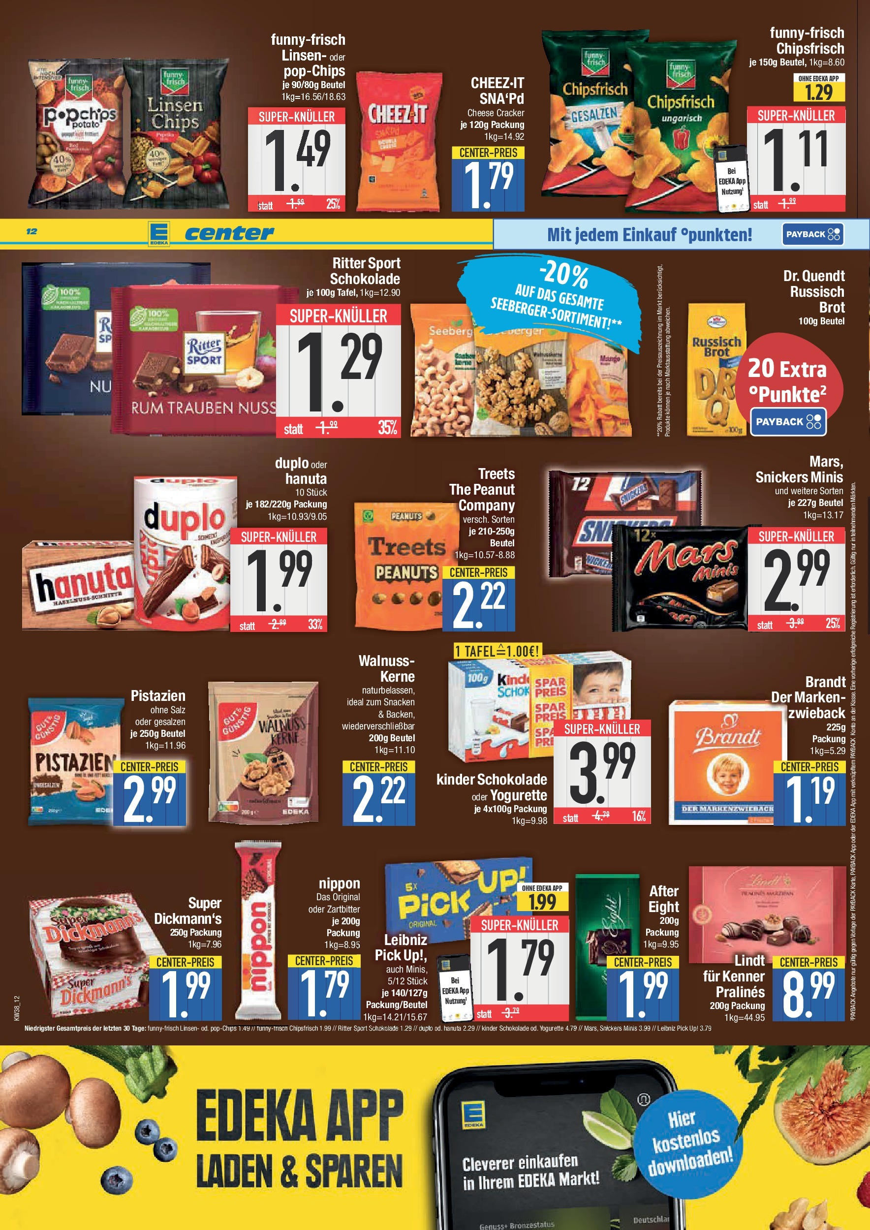 Edeka prospekt Hunderdorf	 (ab 14.09.2025) » Angebote Online | Seite: 12 | Produkte: Snickers, Mars, Salz, Lindt
