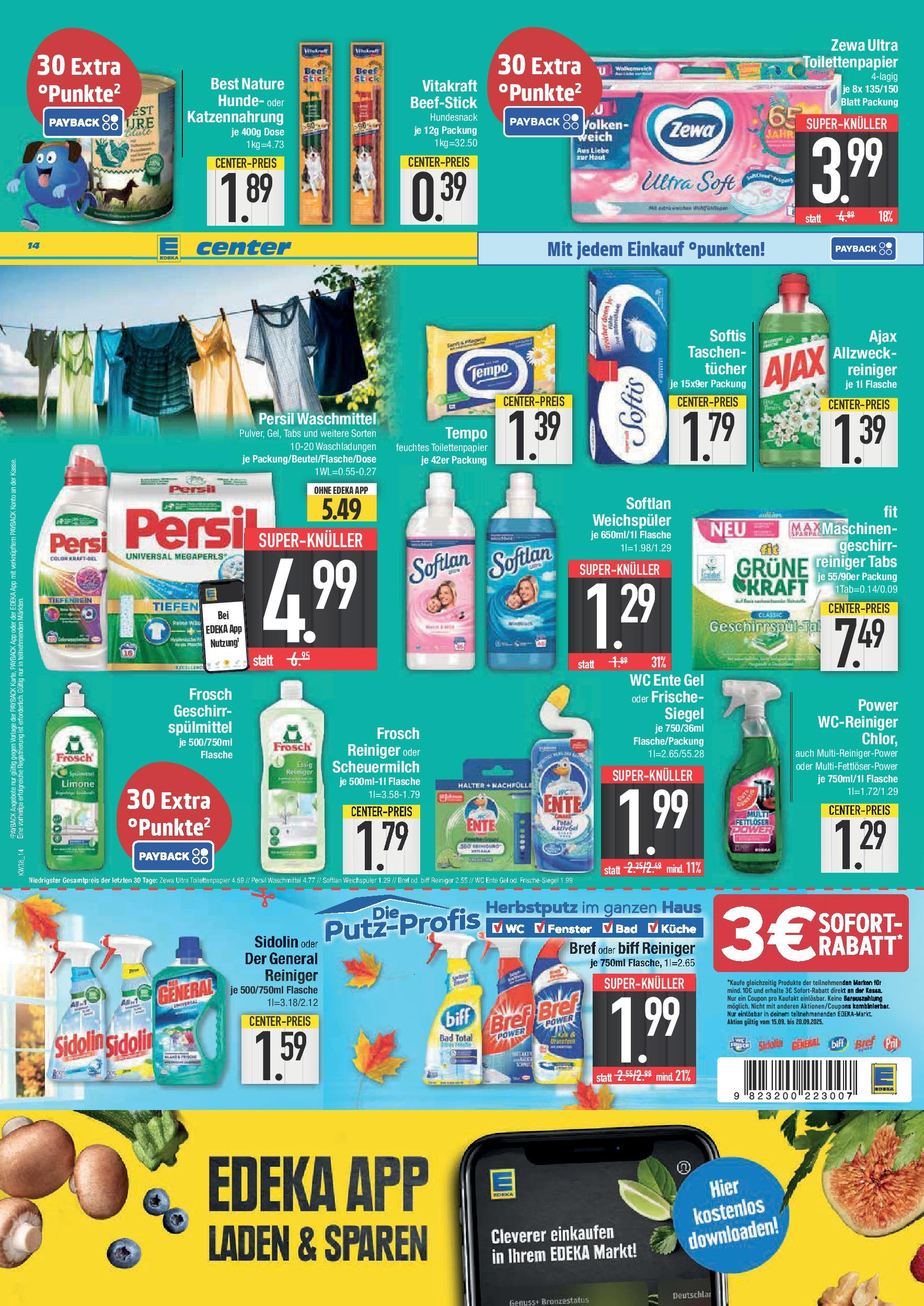Edeka prospekt Hunderdorf	 (ab 14.09.2025) » Angebote Online | Seite: 14 | Produkte: Zewa, Weichspüler, Persil, Toilettenpapier