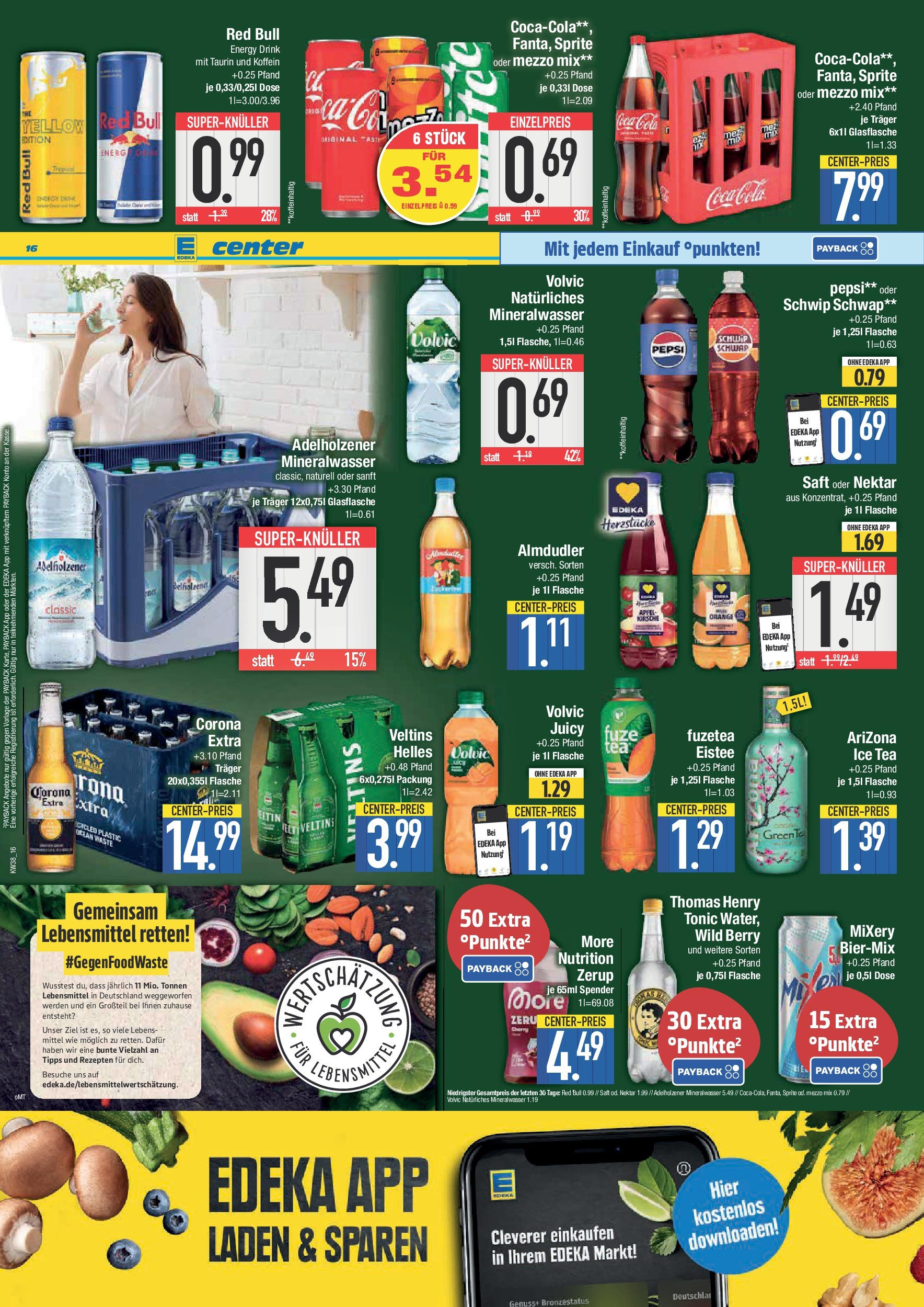 Edeka prospekt Hunderdorf	 (ab 14.09.2025) » Angebote Online | Seite: 16 | Produkte: Coca cola, Sprite, Adelholzener, Mixery
