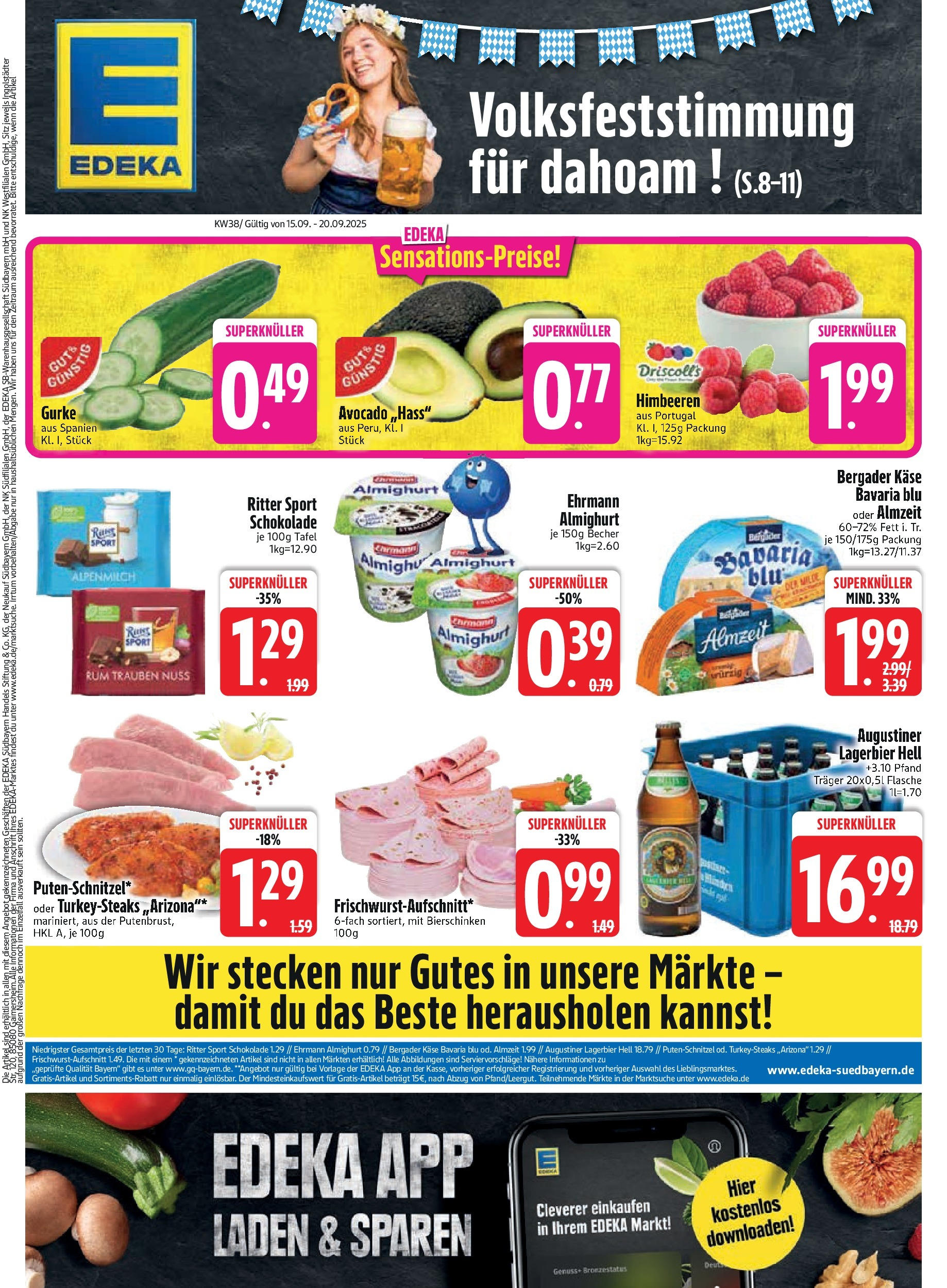 Edeka prospekt Rötz	 (ab 14.09.2025) » Angebote Online | Seite: 3 | Produkte: Himbeeren, Käse, Rum, Ritter sport