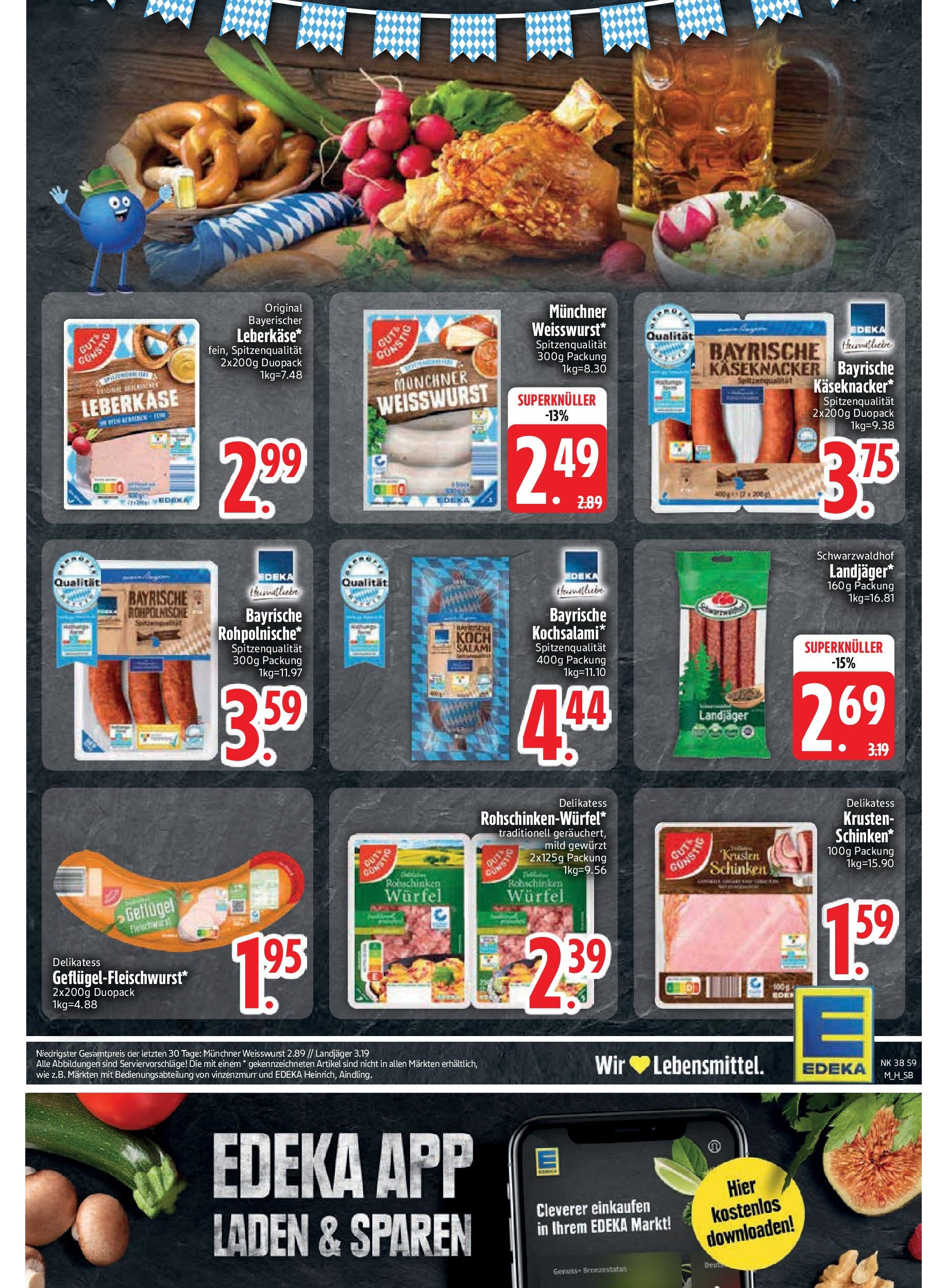 Edeka prospekt Murnau	 (ab 14.09.2025) » Angebote Online | Seite: 11 | Produkte: Weißwurst, Salami, Schinken, Leberkase
