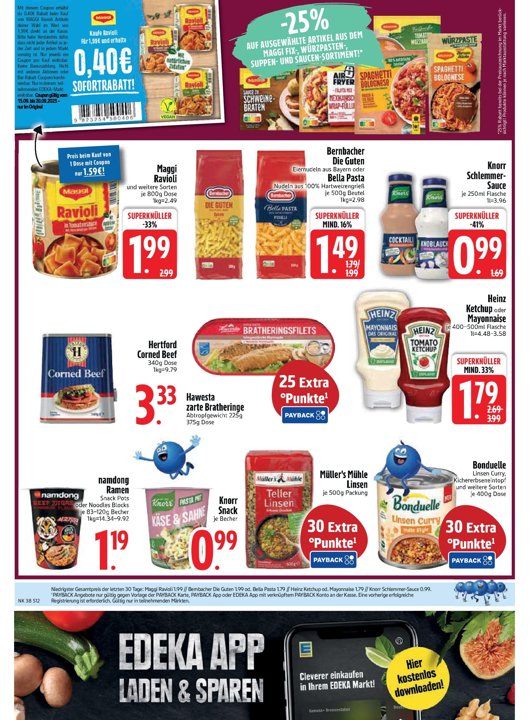 Edeka prospekt Rötz	 (ab 14.09.2025) » Angebote Online | Seite: 14 | Produkte: Maggi, Käse, Knorr, Pasta