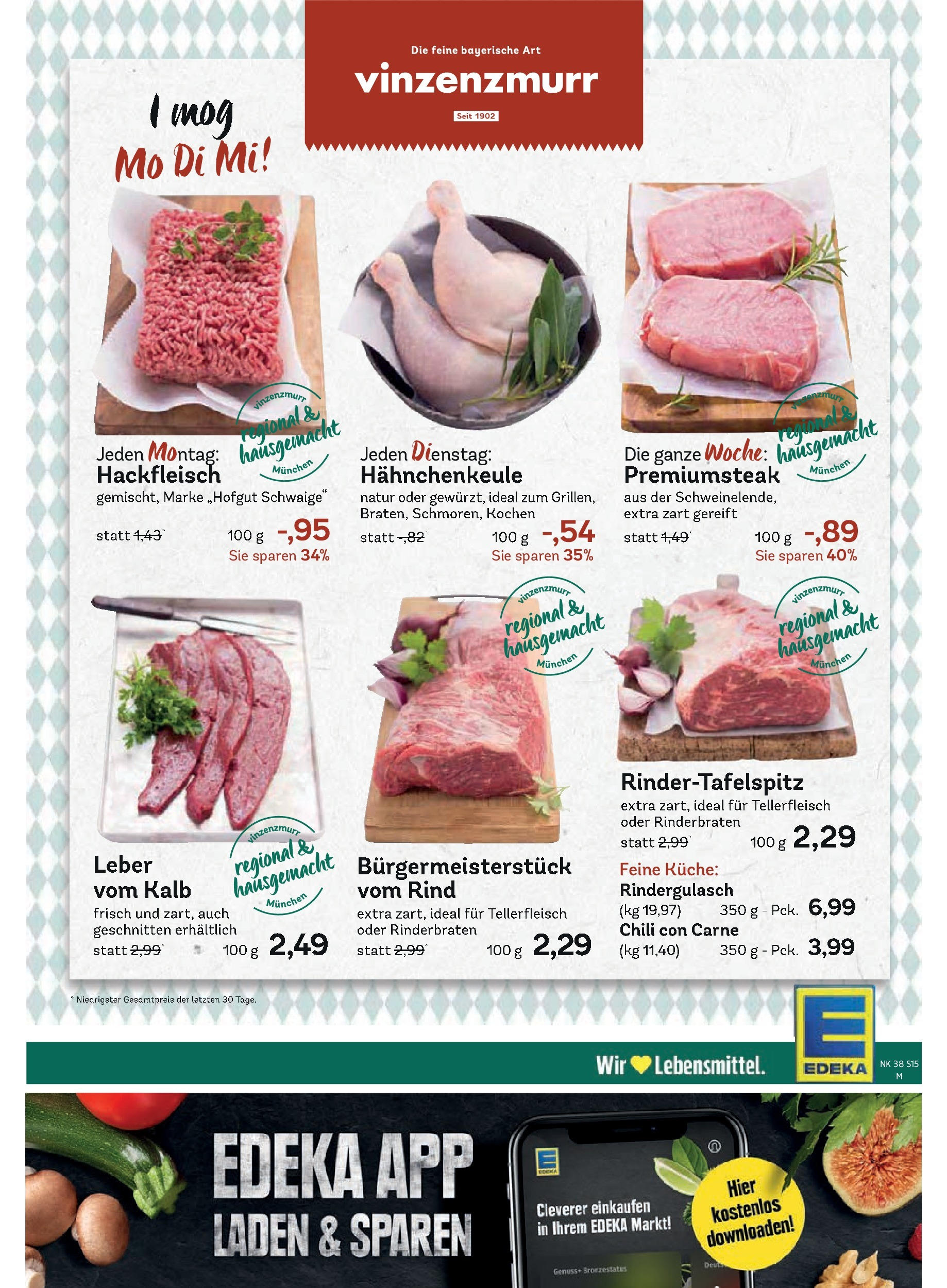 Edeka prospekt Murnau	 (ab 14.09.2025) » Angebote Online | Seite: 17 | Produkte: Rinderbraten, Rindergulasch, Steak, Hackfleisch