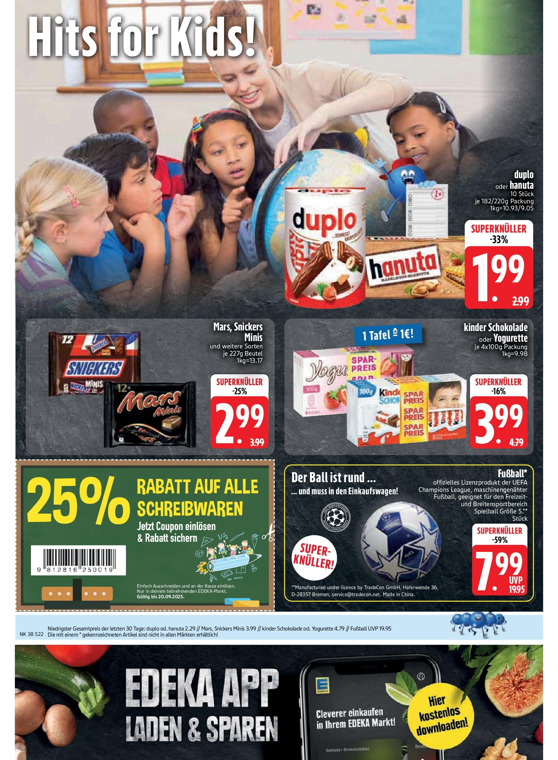 Edeka prospekt Rötz	 (ab 14.09.2025) » Angebote Online | Seite: 24 | Produkte: Kinder schokolade, Schokolade, Mars, Fußball