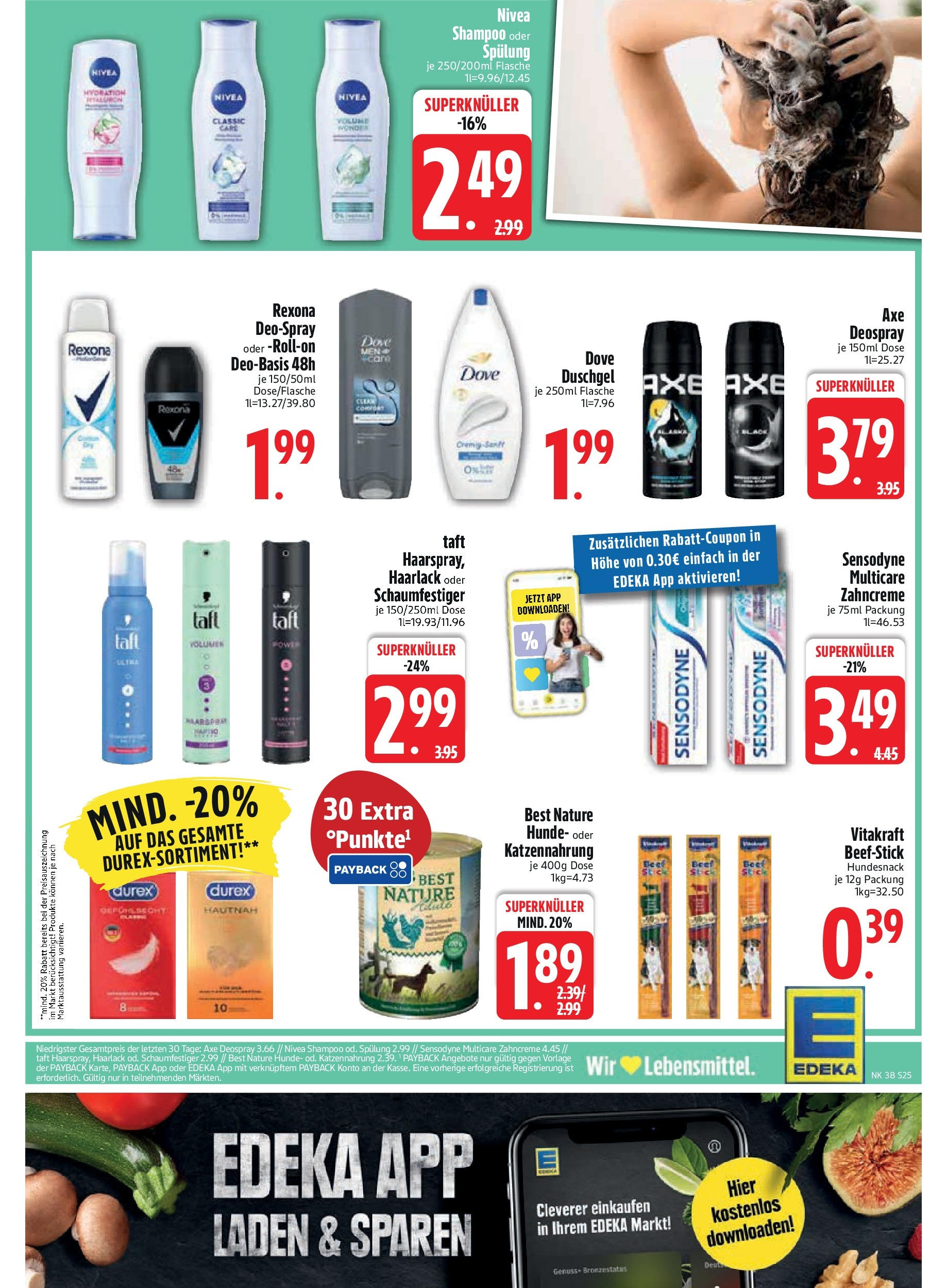 Edeka prospekt Rötz	 (ab 14.09.2025) » Angebote Online | Seite: 27 | Produkte: Shampoo, Duschgel, Axe, Deospray