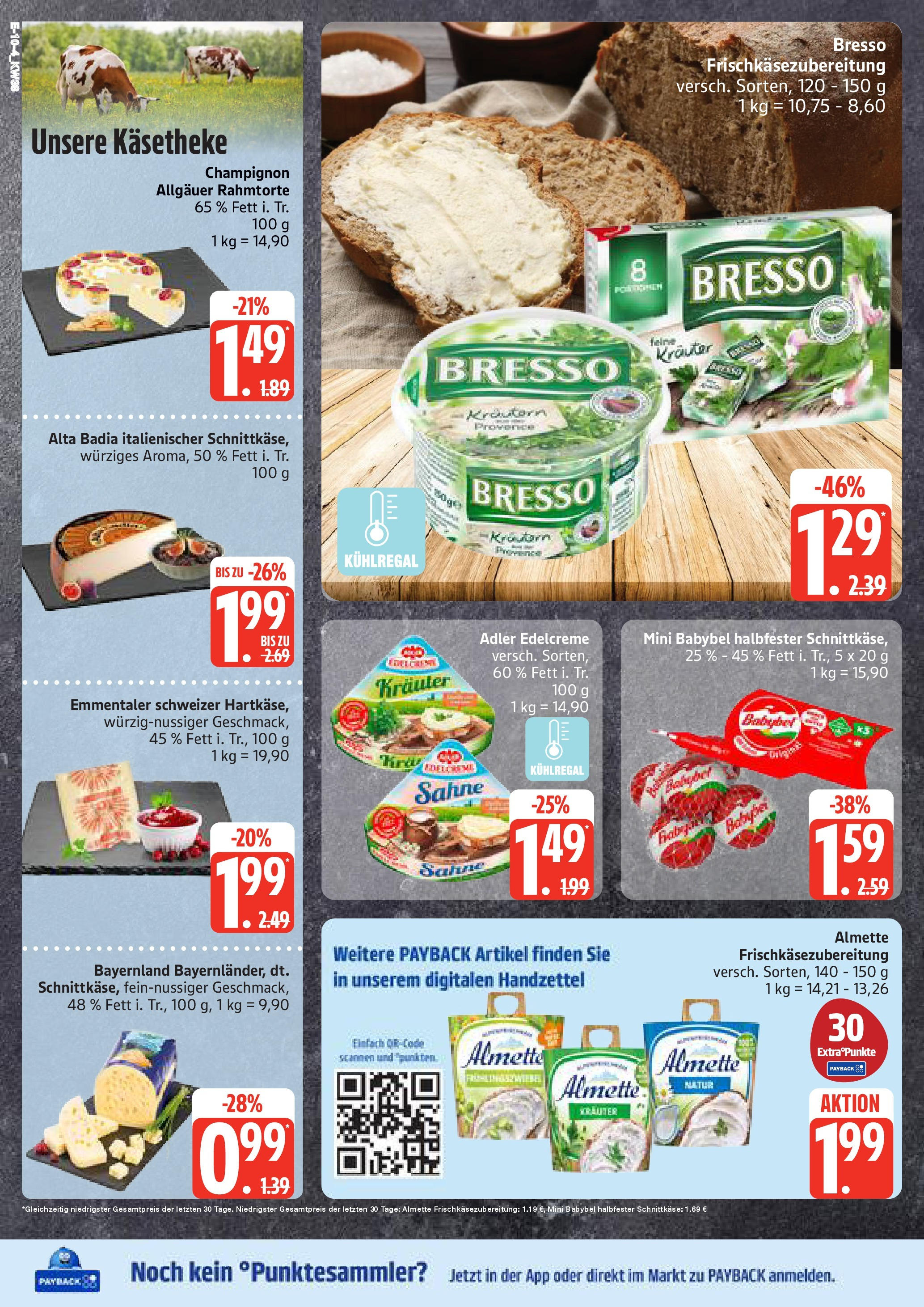 Marktkauf - Marktkauf: Wochenangebote (ab 14.09.2025) » Angebote online | Seite: 10 | Produkte: Almette, Bresso, Babybel, Sahne
