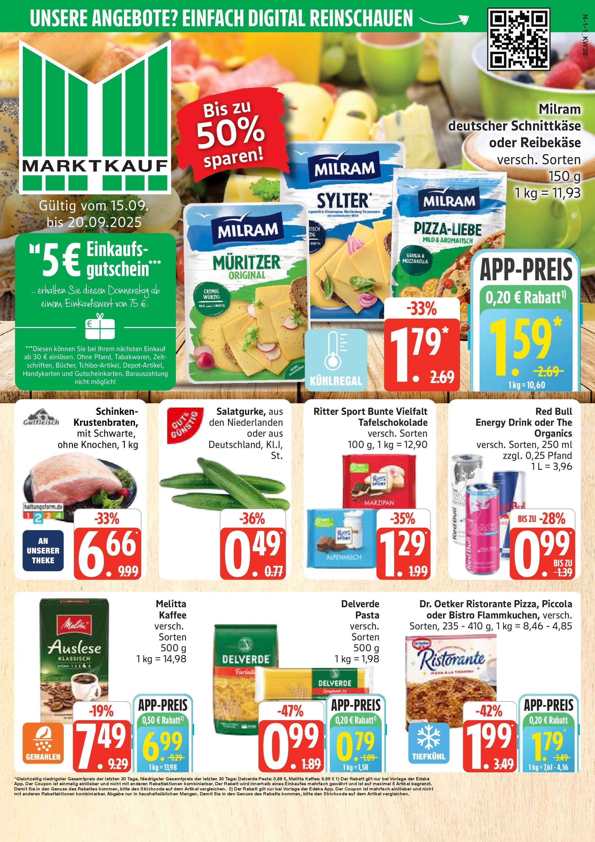 Marktkauf - Marktkauf: Wochenangebote (ab 14.09.2025) » Angebote online | Seite: 1 | Produkte: Energy, Theke, Milram, Reibekase
