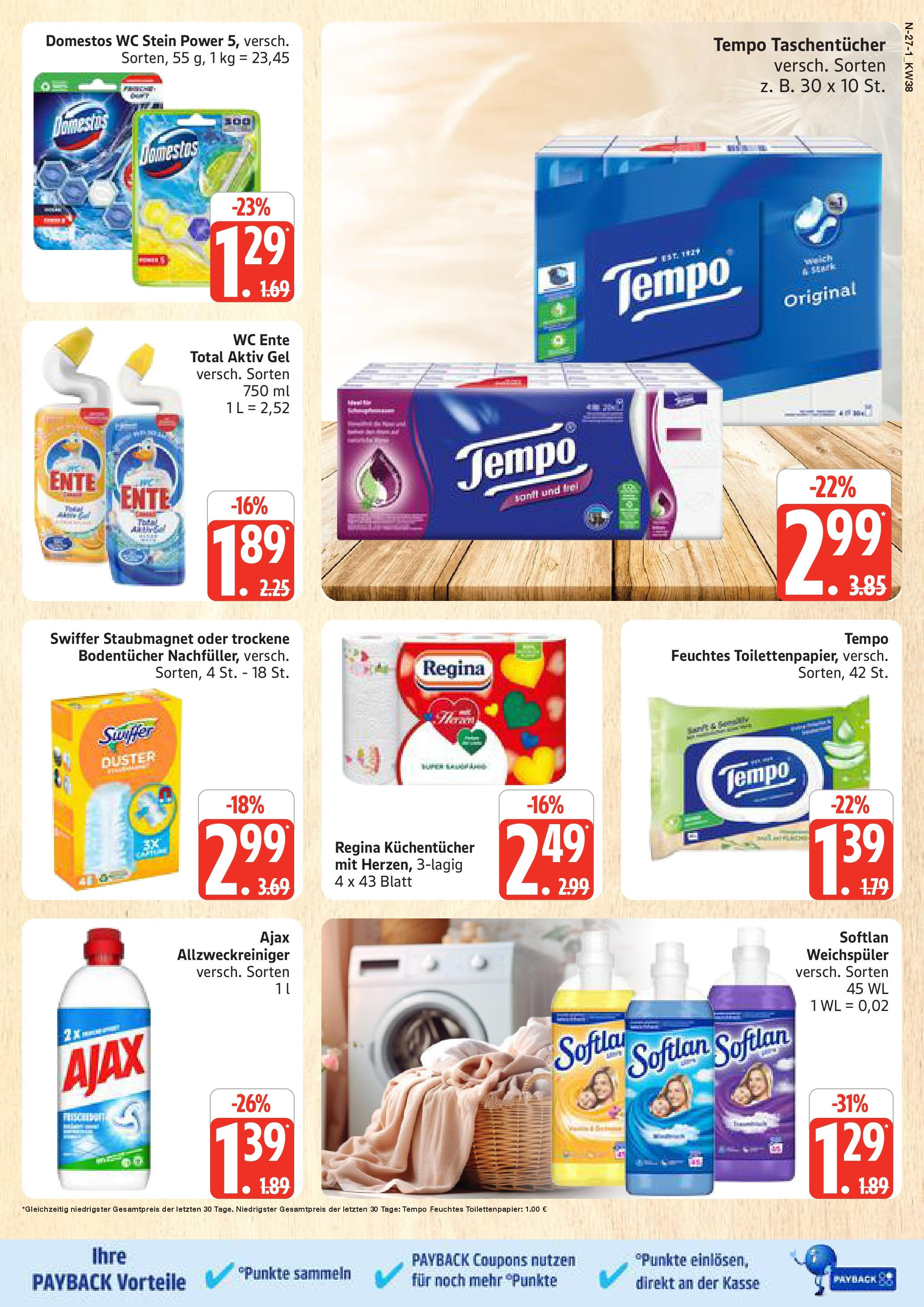 Marktkauf - Marktkauf: Wochenangebote (ab 14.09.2025) » Angebote online | Seite: 27 | Produkte: Weichspüler, Tempo, Ente, Toilettenpapier