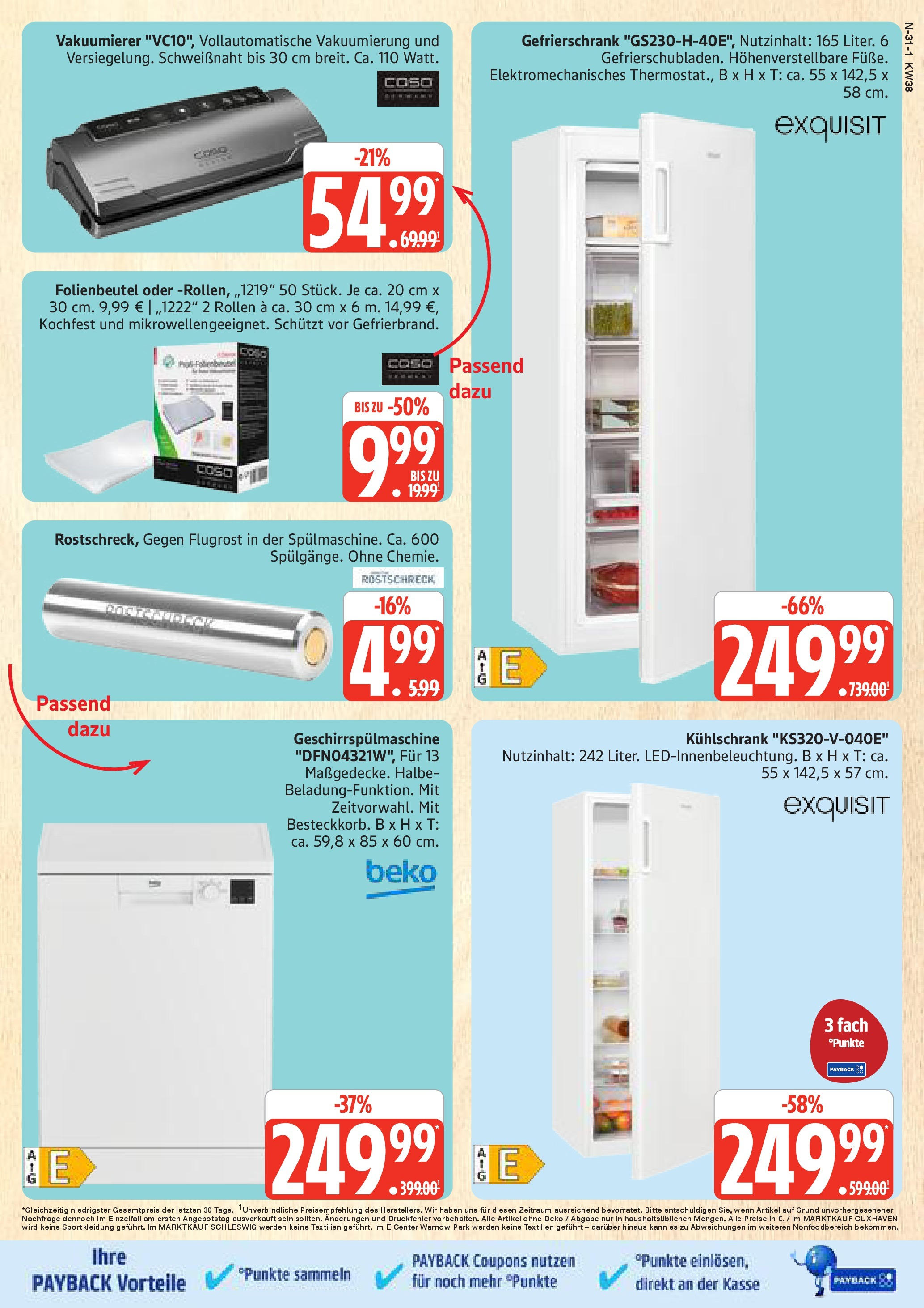 Marktkauf - Marktkauf: Wochenangebote (ab 14.09.2025) » Angebote online | Seite: 31 | Produkte: Gefrierschrank, Vakuumierer, Kühlschrank, Geschirrspülmaschine