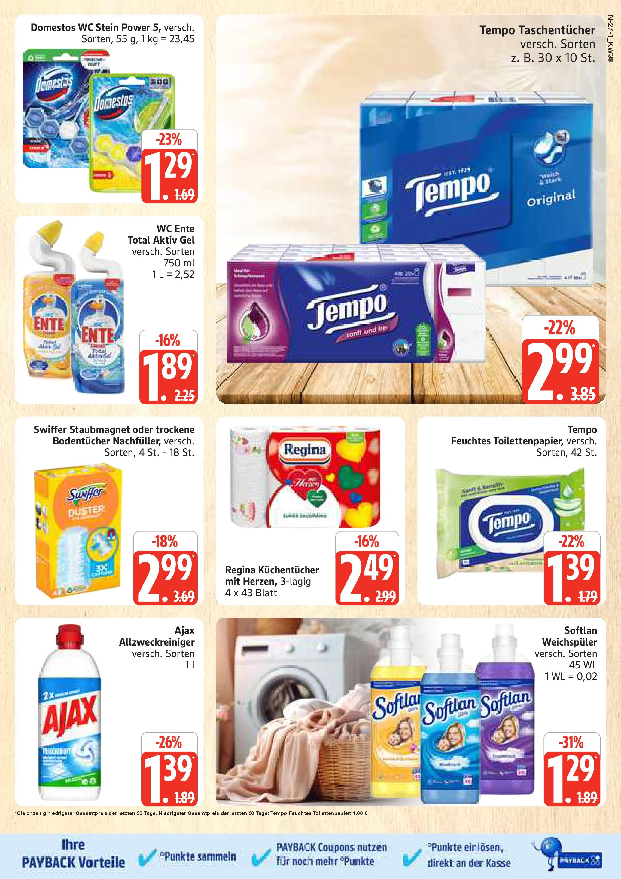 Marktkauf - Marktkauf: Wochenangebote (ab 14.09.2025) » Angebote online | Seite: 27 | Produkte: Tempo, WC Stein, Toilettenpapier, Feuchtes Toilettenpapier