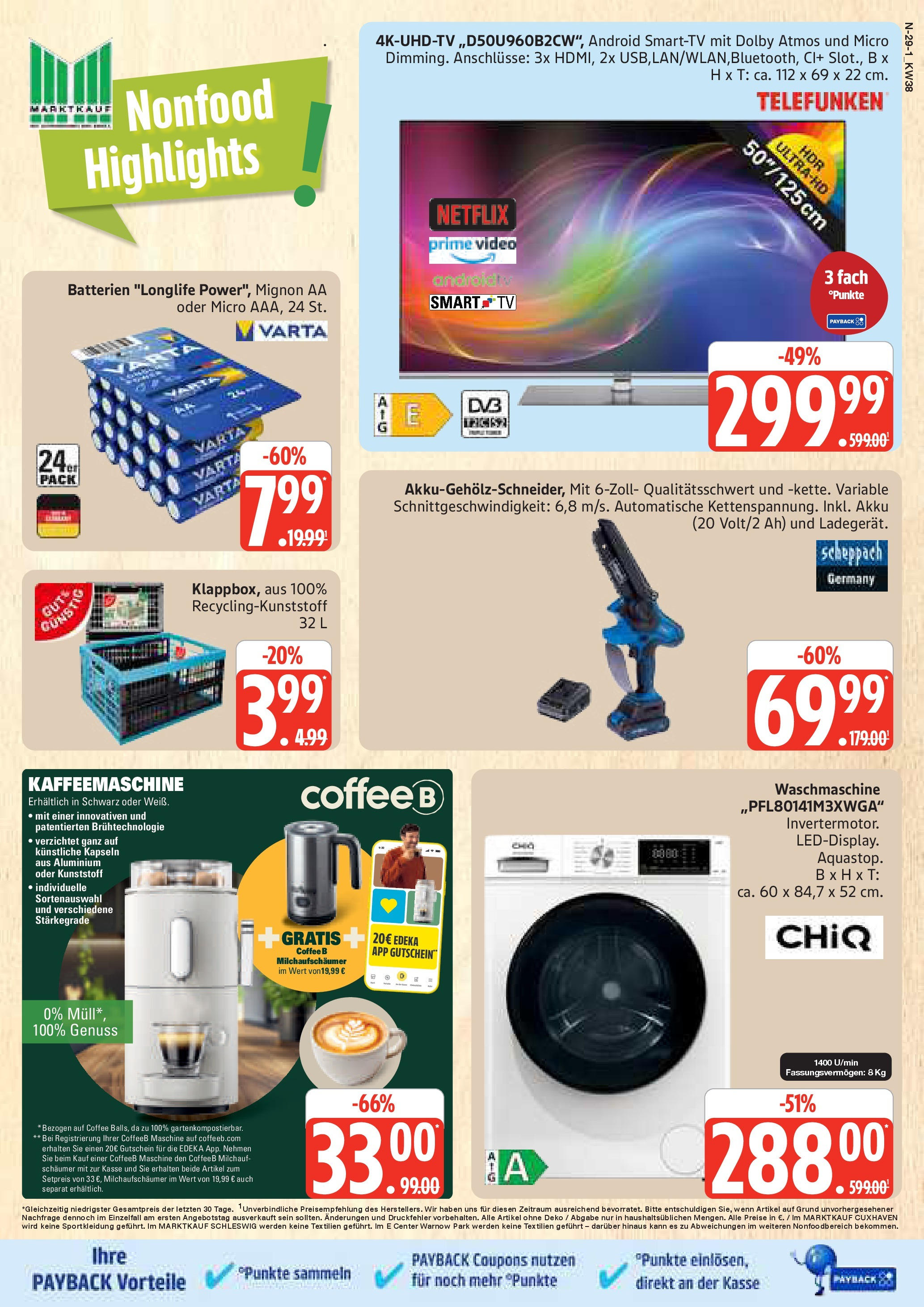 Marktkauf - Marktkauf: Wochenangebote (ab 14.09.2025) » Angebote online | Seite: 29 | Produkte: Batterien, Waschmaschine, Smart TV, TV