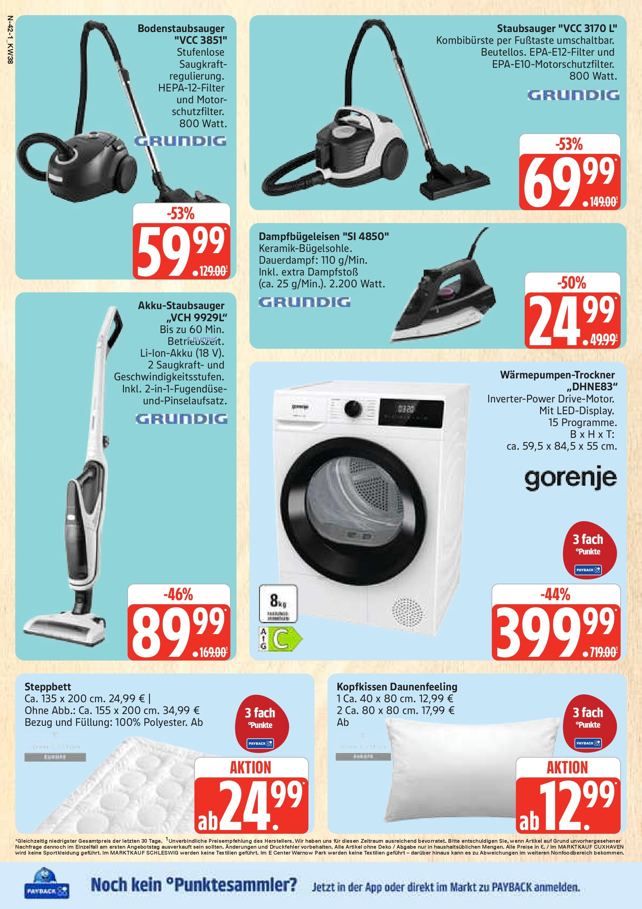 Marktkauf - Marktkauf: Wochenangebote (ab 14.09.2025) » Angebote online | Seite: 42 | Produkte: Gorenje, Staubsauger, Kopfkissen