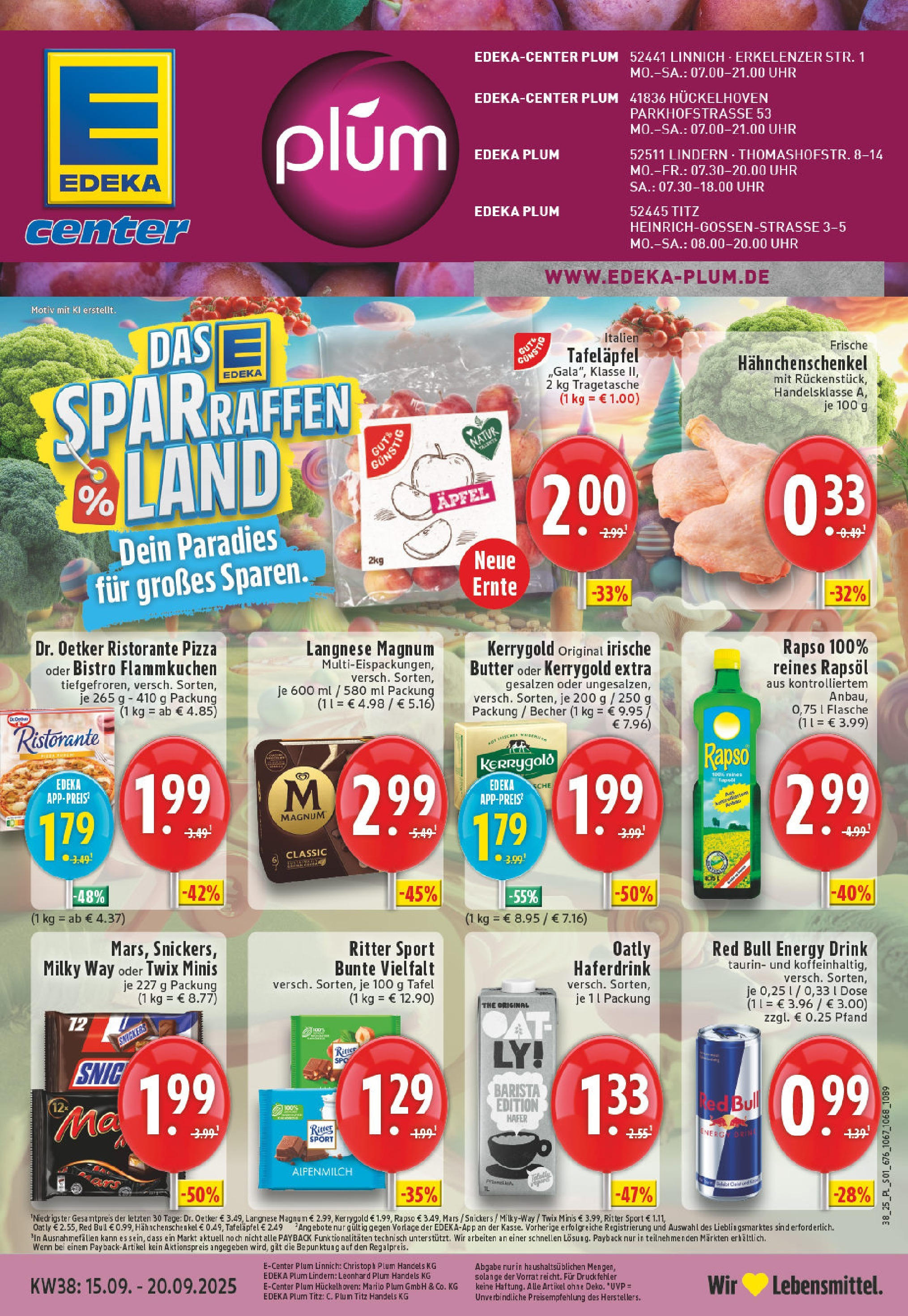 Edeka prospekt Linnich	 (ab 14.09.2025) » Angebote Online | Seite: 1 | Produkte: Red bull, Rapsöl, Mars, Oatly