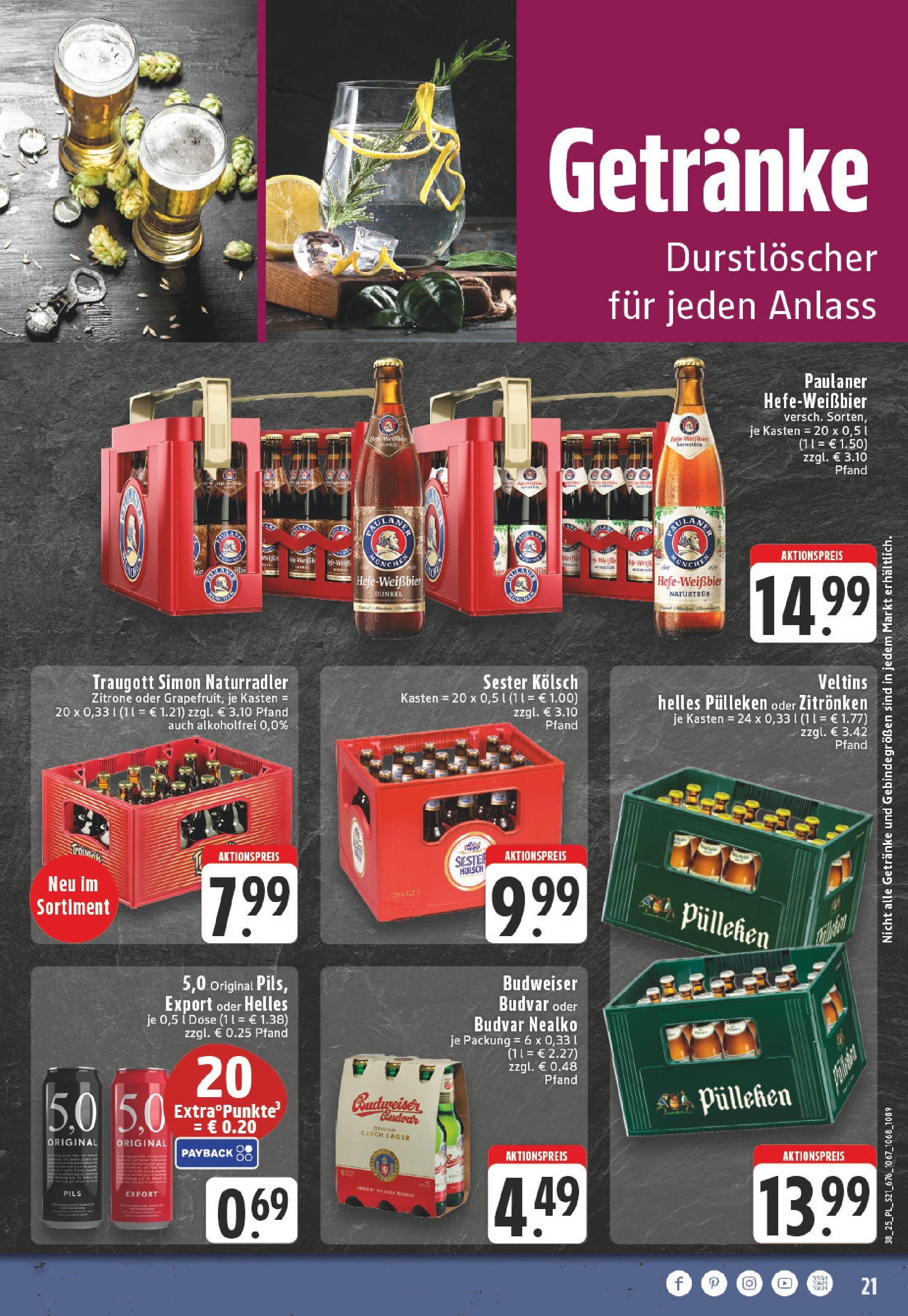 Edeka prospekt Linnich	 (ab 14.09.2025) » Angebote Online | Seite: 23 | Produkte: Pils, Radler, Budweiser, Veltins