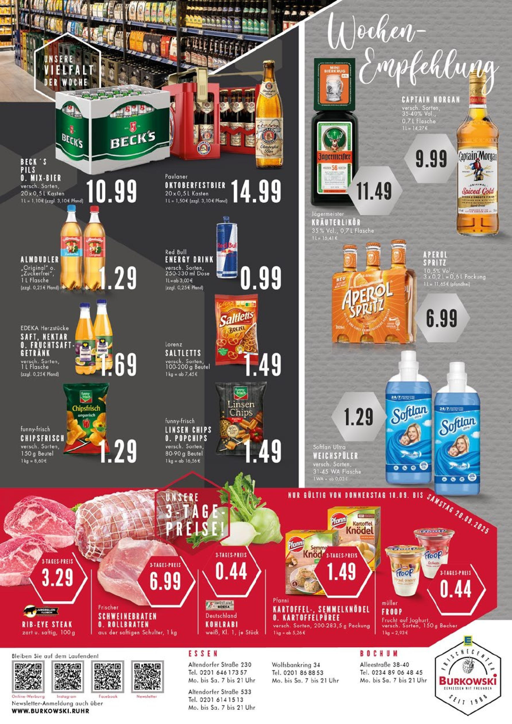 Edeka prospekt Bochum	 (ab 14.09.2025) » Angebote Online | Seite: 8 | Produkte: Energy, Weichspüler, Aperol, Paulaner