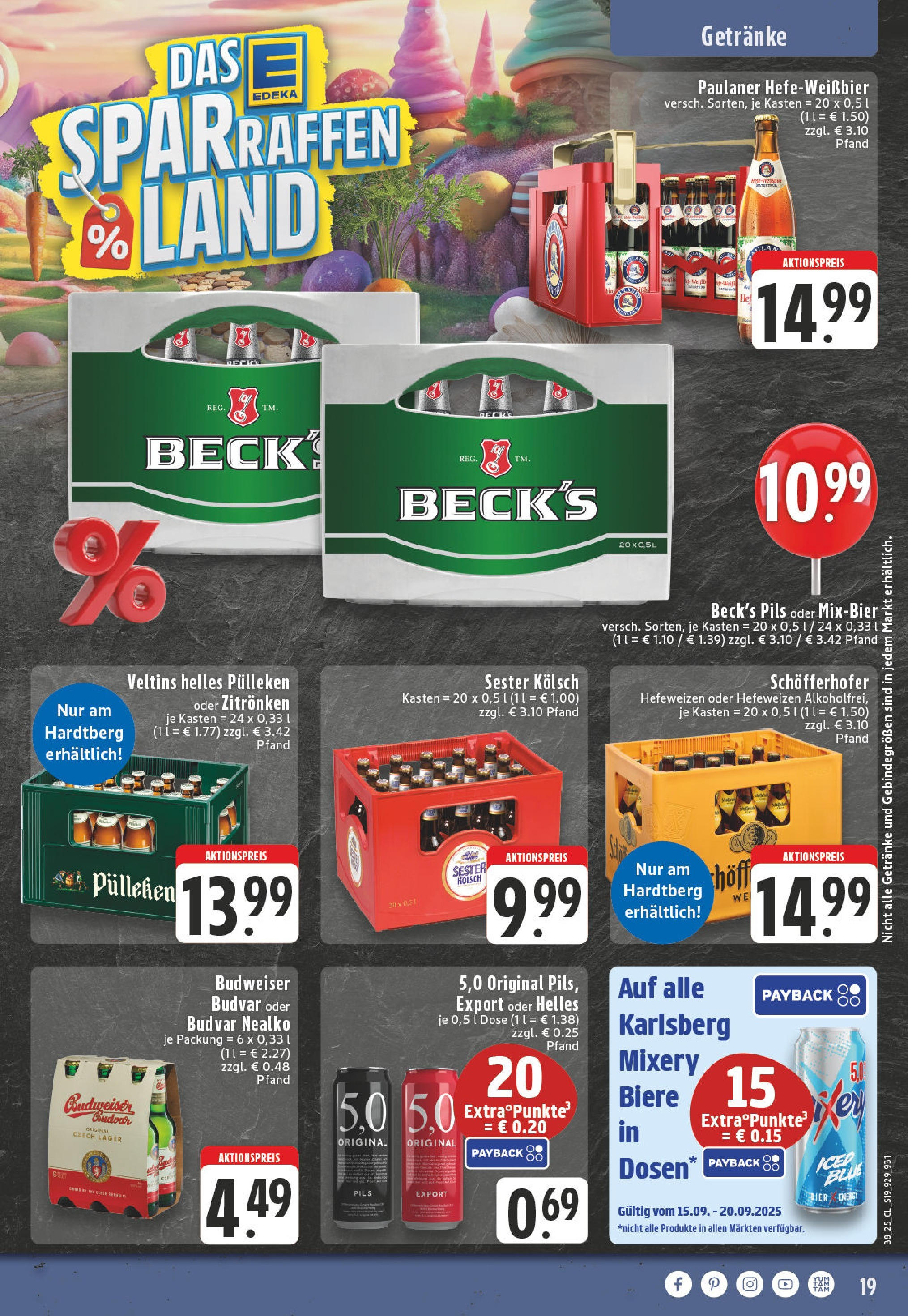 Edeka prospekt Bonn	 (ab 14.09.2025) » Angebote Online | Seite: 21 | Produkte: Helles pulleken, Budweiser, Paulaner, Veltins