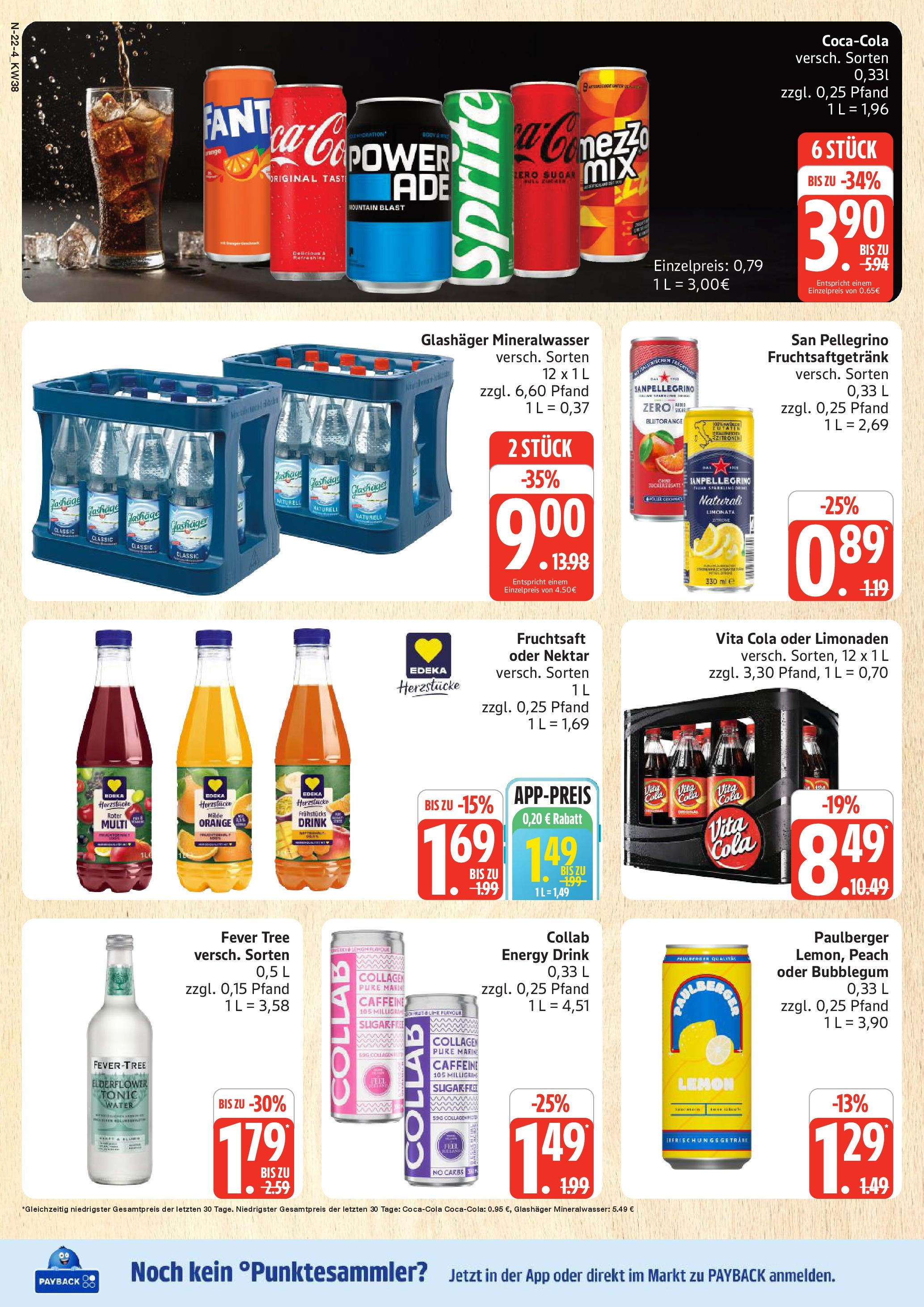 Edeka prospekt Rostock (ab 14.09.2025) » Angebote Online | Seite: 22 | Produkte: Sprite, Energy, Mineralwasser, Fruchtsaft Edeka prospekt Rostock (ab 14.09.2025) » Angebote Online | Seite: 22 | Produkte: Sprite, Energy, Mineralwasser, Fruchtsaft