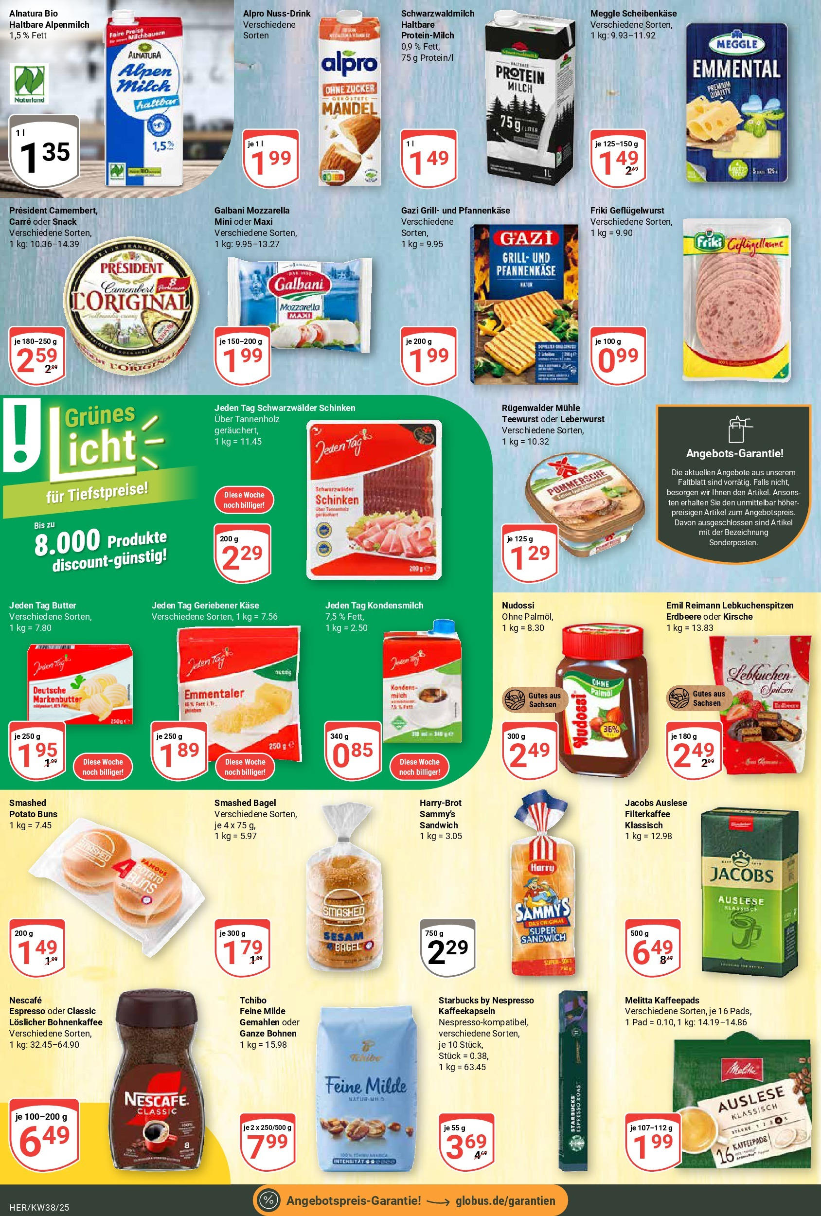 Globus prospekt Hermsdorf	 (ab 14.09.2025) » Angebote online | Seite: 9 | Produkte: Milch, Käse, Alpro, Zucker