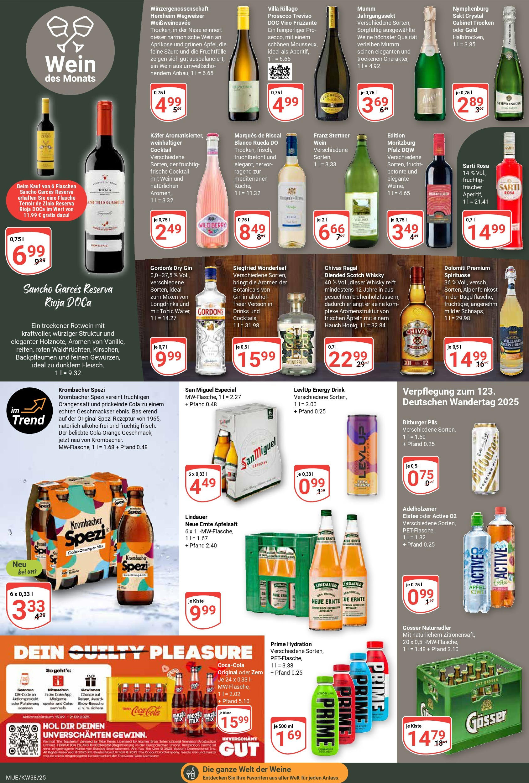 Globus prospekt Mühldorf	 (ab 14.09.2025) » Angebote online | Seite: 15 | Produkte: Regal, Rotwein, Krombacher, Gin