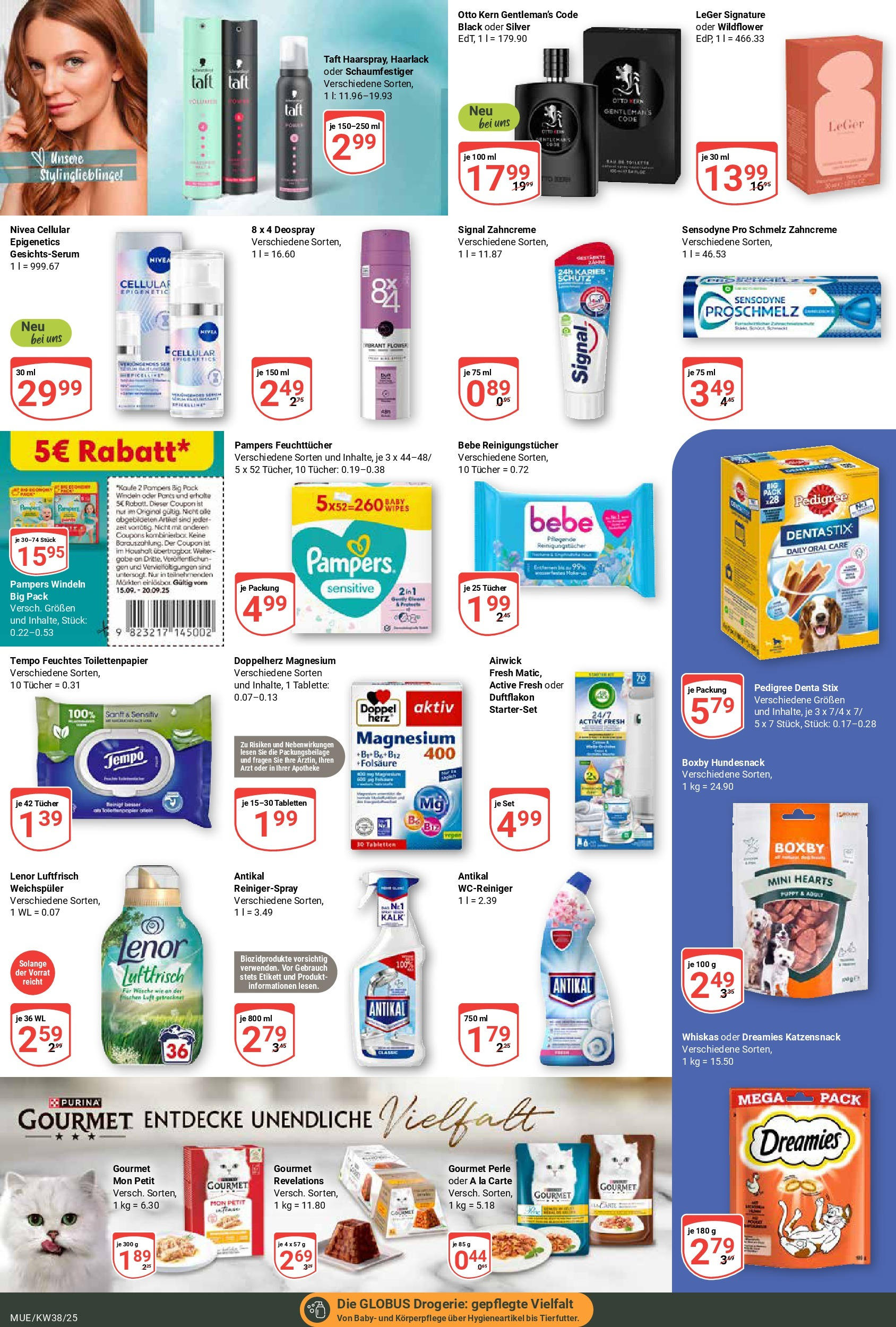 Globus prospekt Mühldorf	 (ab 14.09.2025) » Angebote online | Seite: 16 | Produkte: Weichspüler, Pedigree, Whiskas, Toilettenpapier