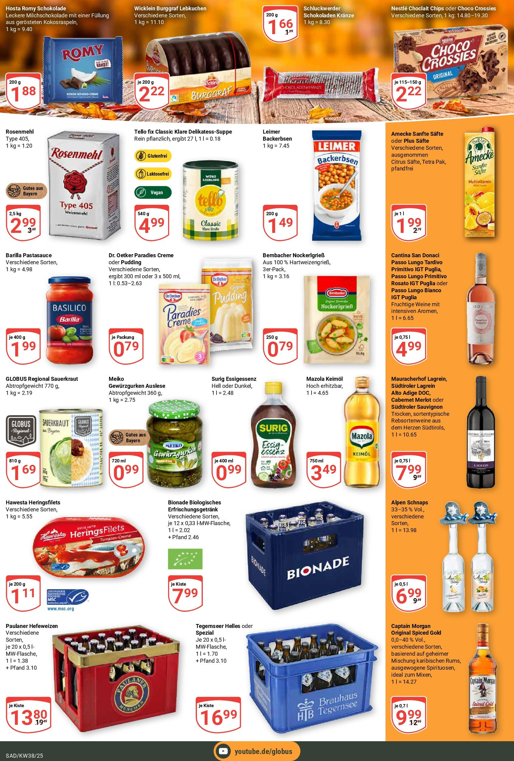 Globus prospekt Schwandorf	 (ab 14.09.2025) » Angebote online | Seite: 5 | Produkte: Barilla, Schokolade, Bionade, Chips