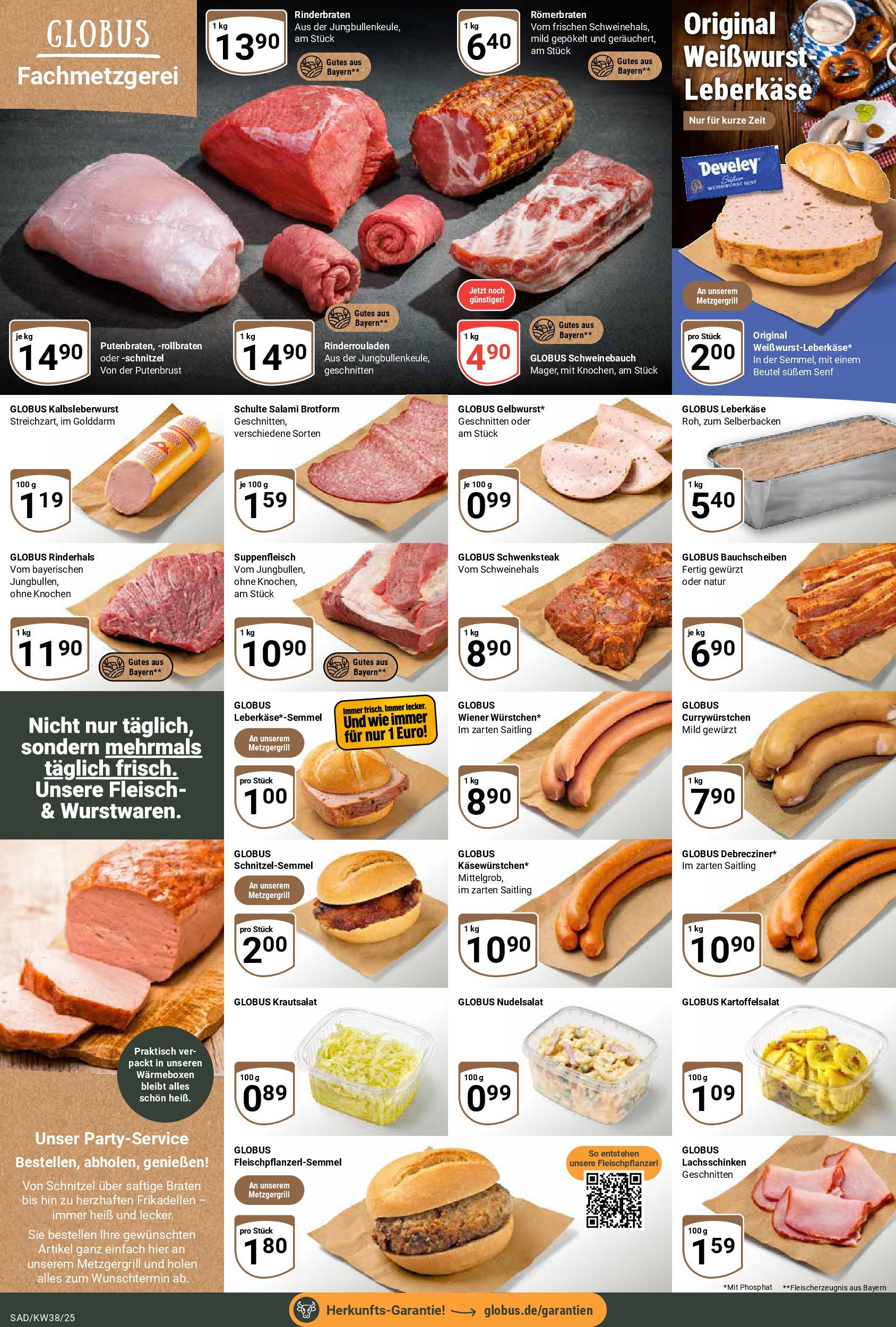 Globus prospekt Schwandorf	 (ab 14.09.2025) » Angebote online | Seite: 8 | Produkte: Schweinebauch, Schnitzel, Suppenfleisch, Salami