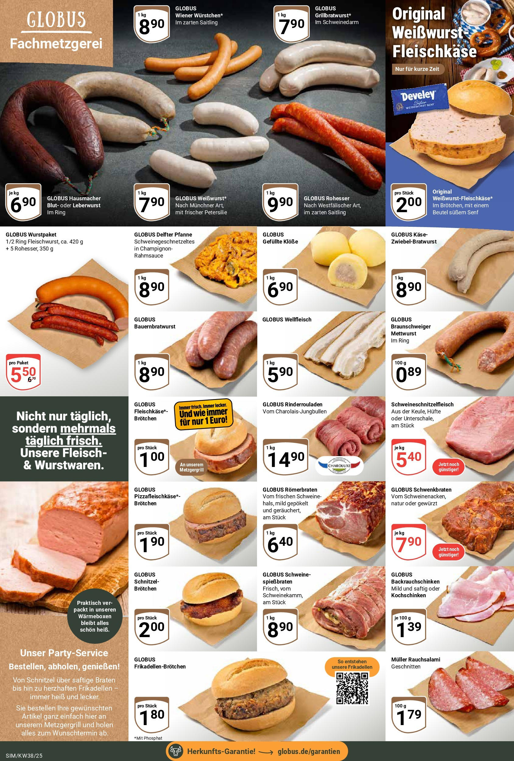 Globus prospekt Simmern (ab 14.09.2025) » Angebote ab Montag | Seite: 7 | Produkte: Rinderrouladen, Käse, Weißwurst, Fleisch Globus prospekt Simmern (ab 14.09.2025) » Angebote online | Seite: 7 | Produkte: Rinderrouladen, Käse, Weißwurst, Fleisch