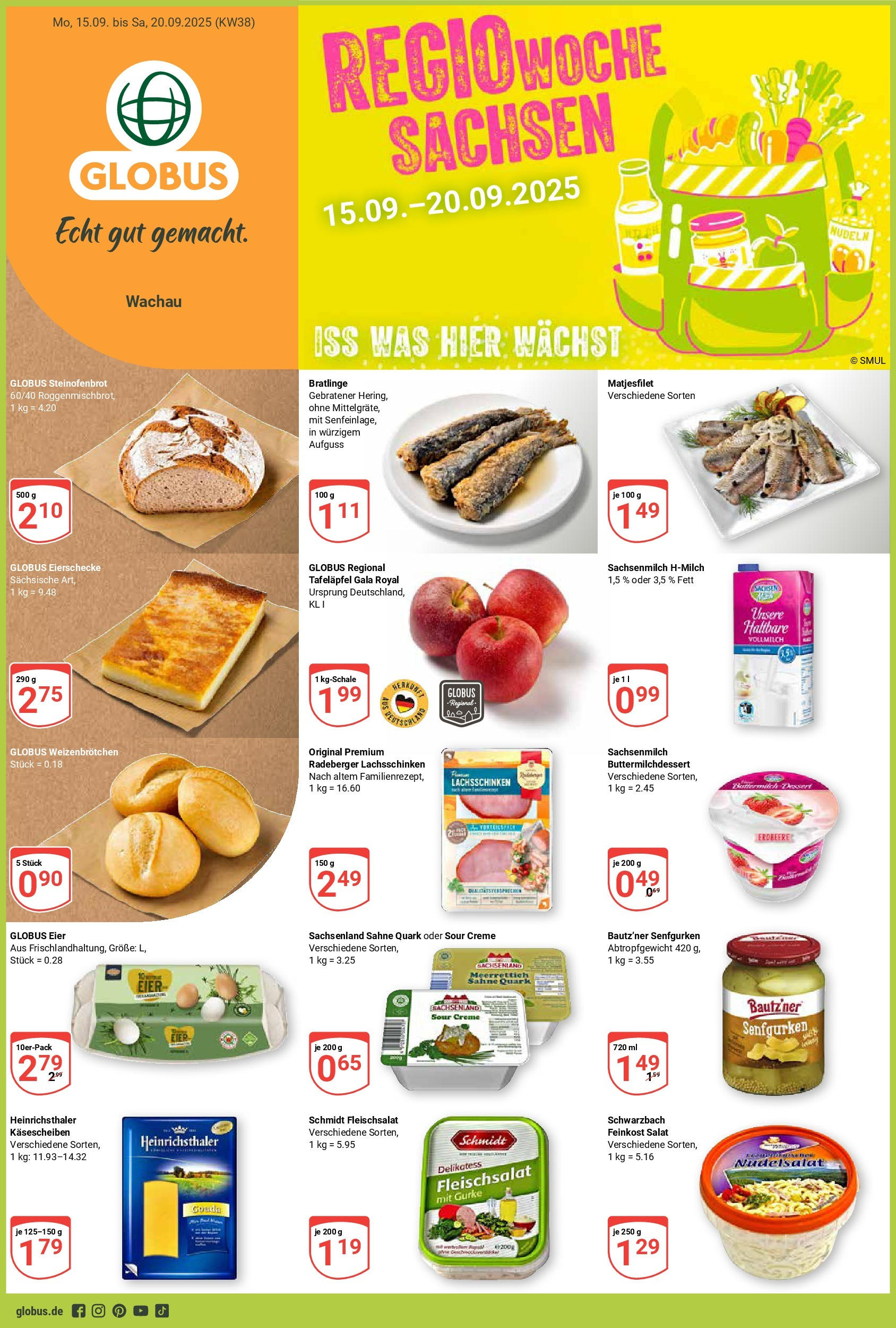 Globus prospekt Markkleeberg	 (ab 14.09.2025) » Angebote online | Seite: 1 | Produkte: Eier, Gouda, Creme, Sahne
