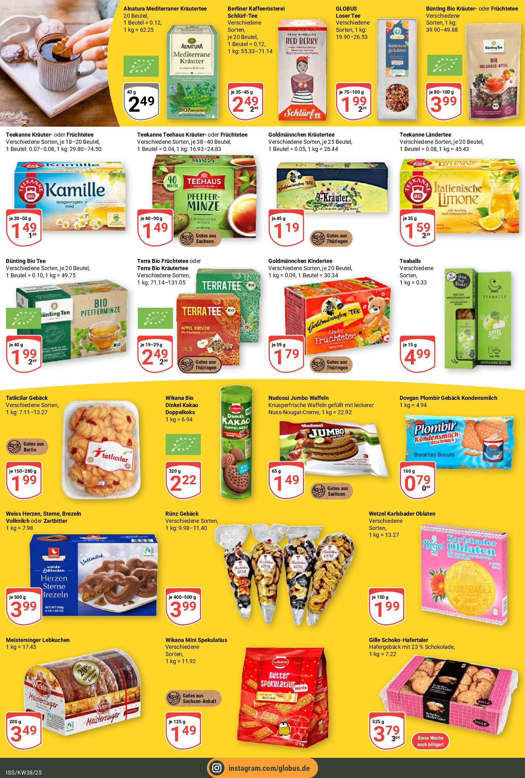 Globus prospekt Isserstedt	 (ab 14.09.2025) » Angebote online | Seite: 11 | Produkte: Butter, Waffeln, Pfeffer, Tee