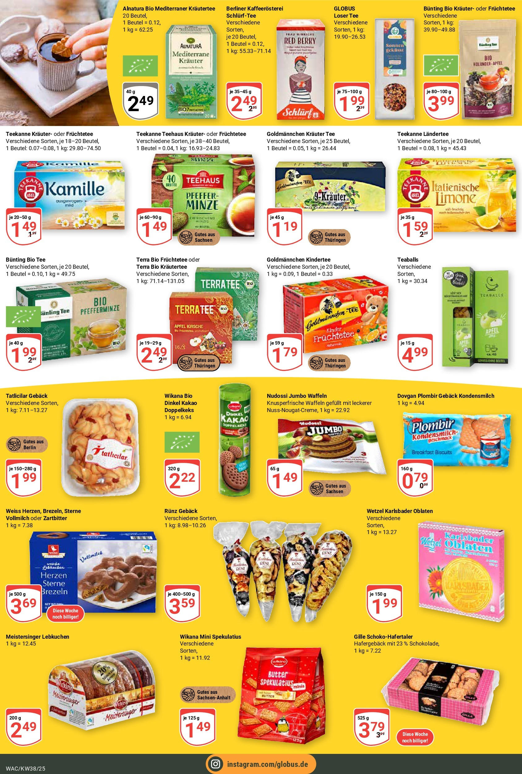 Globus prospekt Markkleeberg	 (ab 14.09.2025) » Angebote online | Seite: 13 | Produkte: Berliner, Pfeffer, Teekanne, Tee