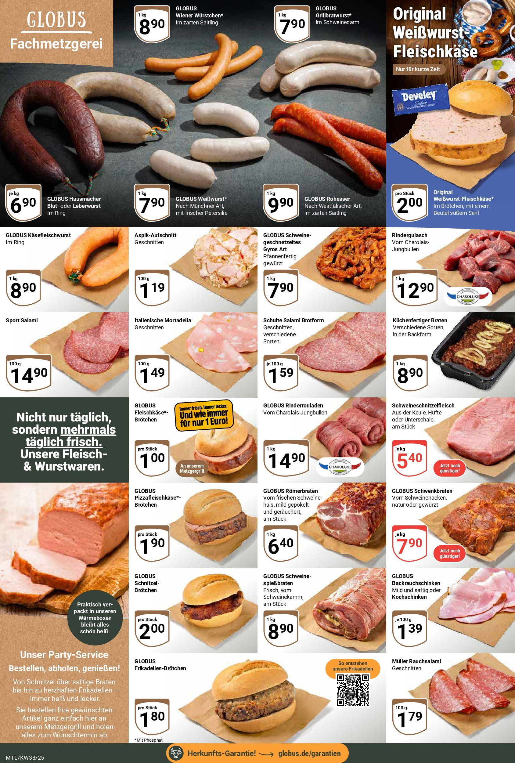 Globus prospekt Maintal-Dörnigheim	 (ab 14.09.2025) » Angebote online | Seite: 8 | Produkte: Rinderrouladen, Weißwurst, Schnitzel, Salami