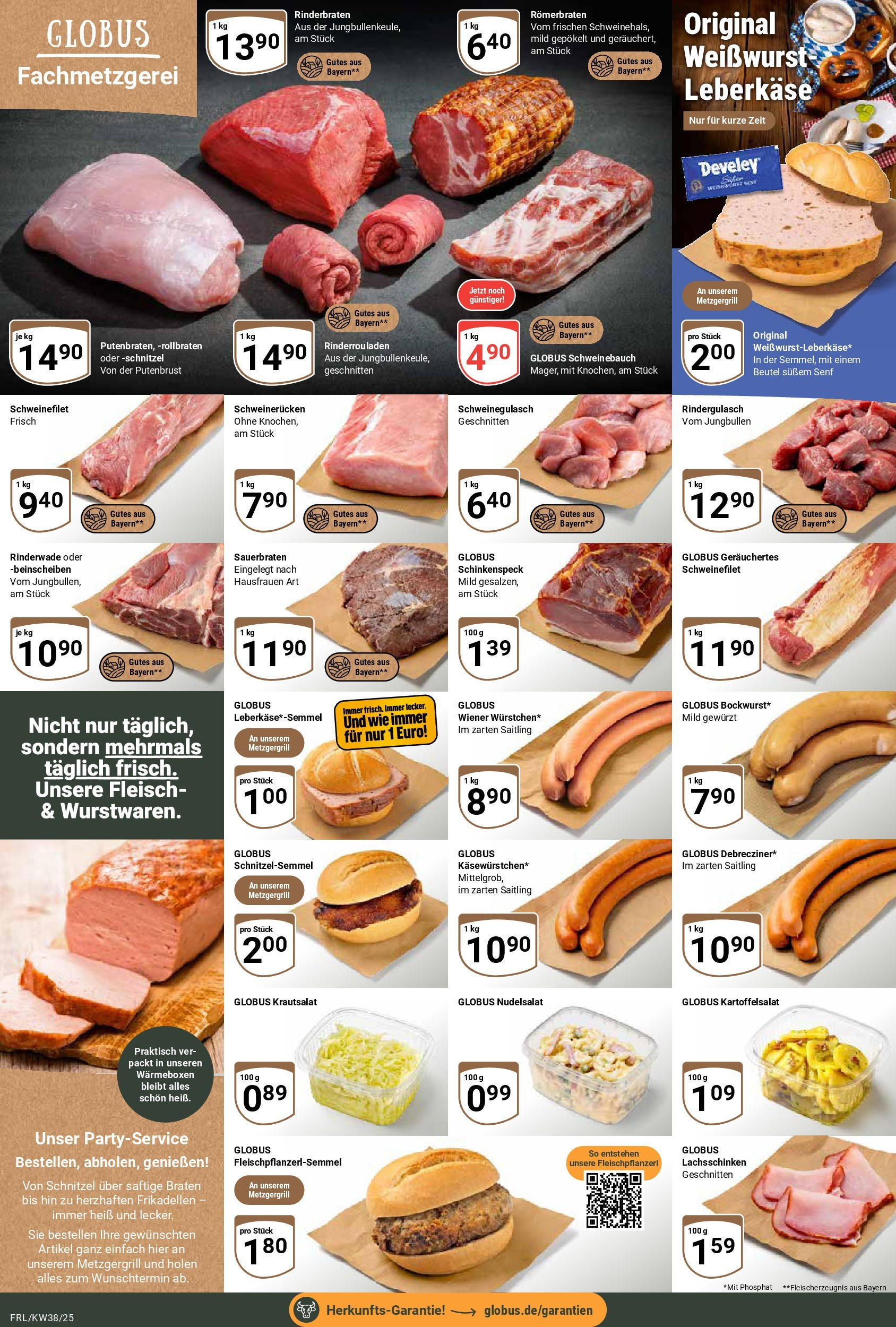 Globus prospekt Freilassing	 (ab 14.09.2025) » Angebote online | Seite: 6 | Produkte: Schweinebauch, Schweinerucken, Fleisch, Leberkase