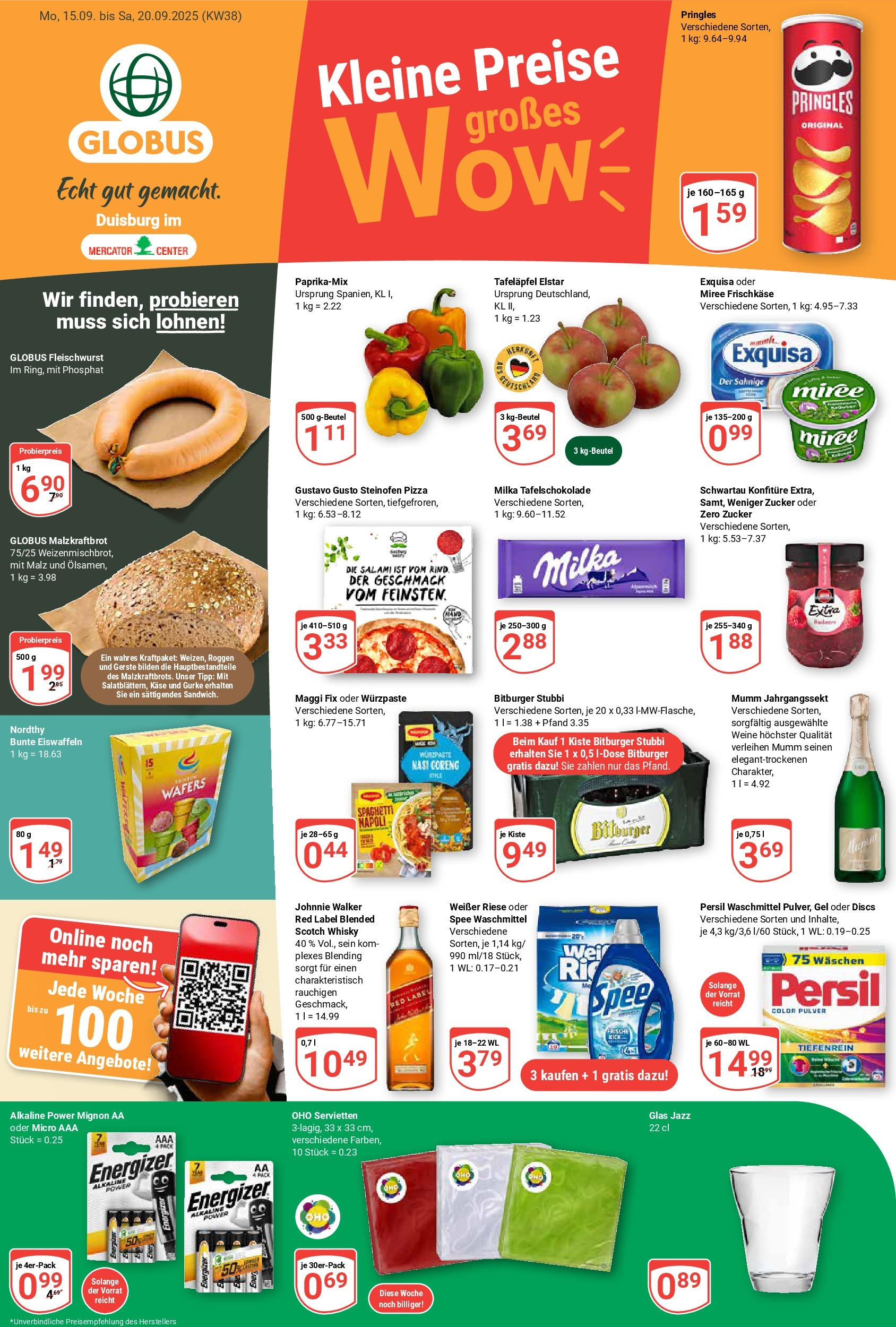 Globus prospekt Duisburg (ab 14.09.2025) » Angebote ab Montag | Seite: 1 | Produkte: Maggi, Käse, Pringles, Frischkase Globus prospekt Duisburg (ab 14.09.2025) » Angebote online | Seite: 1 | Produkte: Maggi, Käse, Pringles, Frischkase