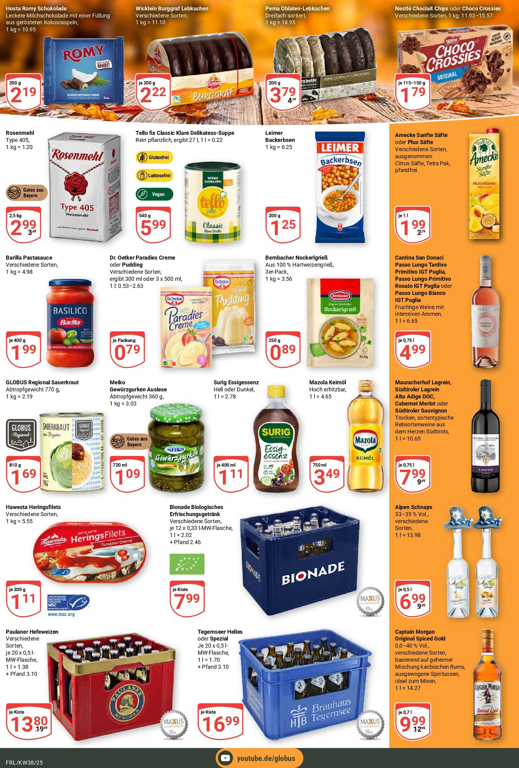 Globus prospekt Freilassing	 (ab 14.09.2025) » Angebote online | Seite: 11 | Produkte: Barilla, Pudding, Chips, Paulaner