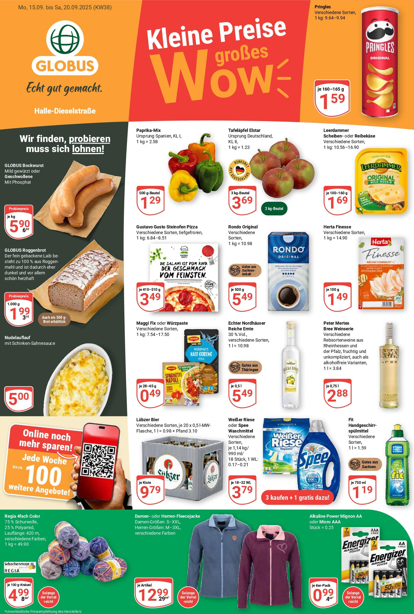 Globus prospekt Halle (saale) (ab 14.09.2025) » Angebote ab Montag | Seite: 1 | Produkte: Mehl, Spee, Pringles, Reibekase Globus prospekt Halle (saale) (ab 14.09.2025) » Angebote online | Seite: 1 | Produkte: Mehl, Spee, Pringles, Reibekase